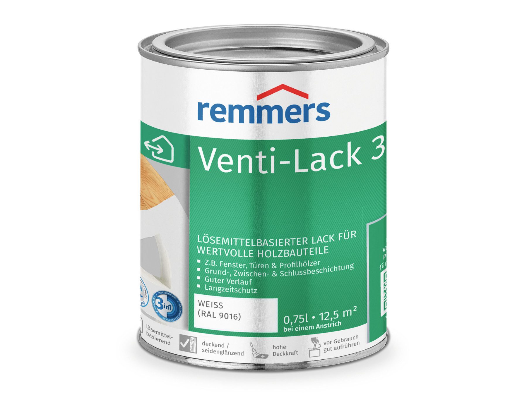 Remmers Lack Venti-Lack 3in1 0,75 Liter, 3 Beschichtungen in einem Produkt, hohe Deckkraft