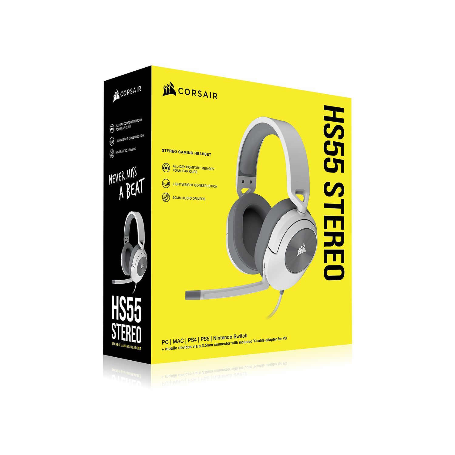 Corsair HS55 Gaming-Headset Stereo Carbon weiß