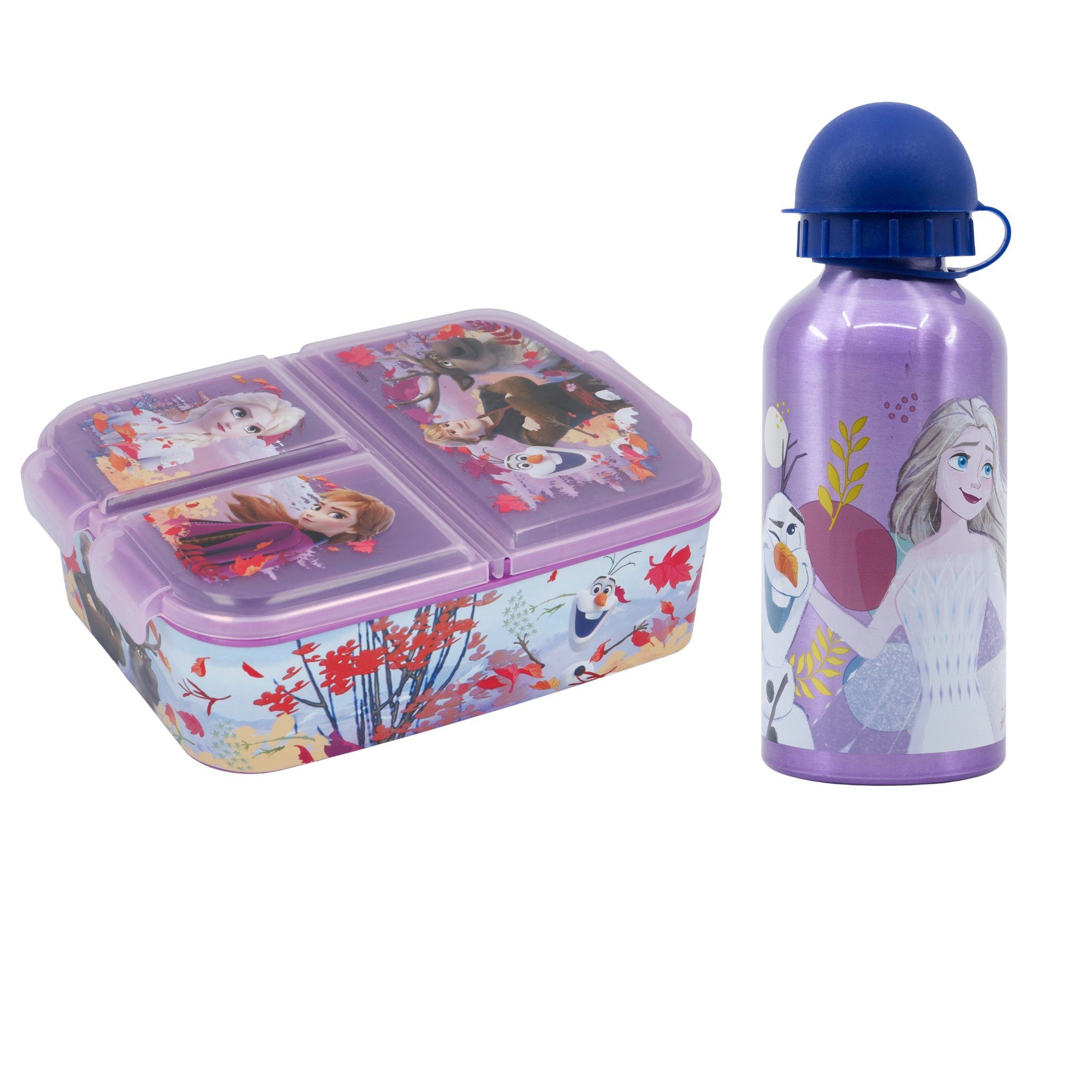 Set, Alu, Lunchbox (2-tlg), Disney Kinder Lunch Anna tlg Disney Die Eiskönigin 2 Kunststoff Elsa Alu-Trinkflasche Brotdose