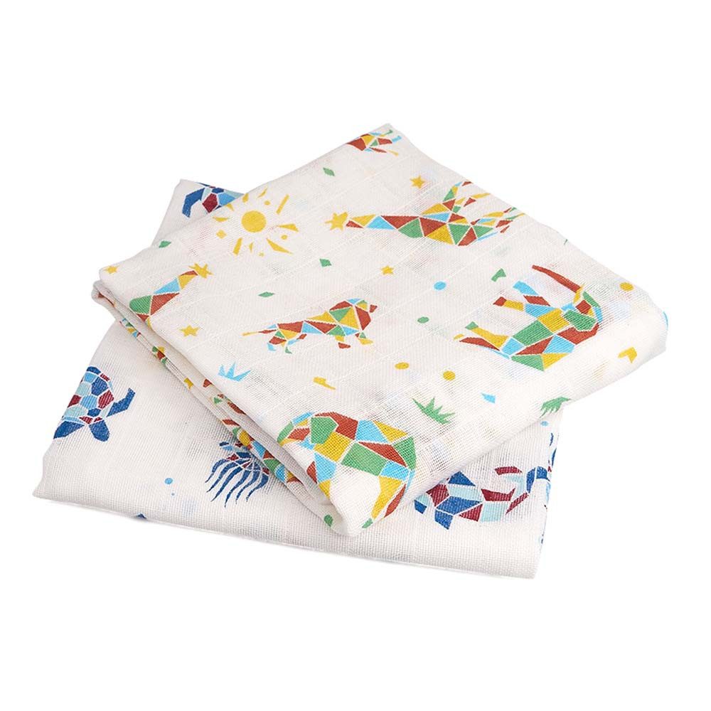 GRÜNSPECHT Stoffwindeln 2 Mullwindeln 70x70cm - geometrische Tiere