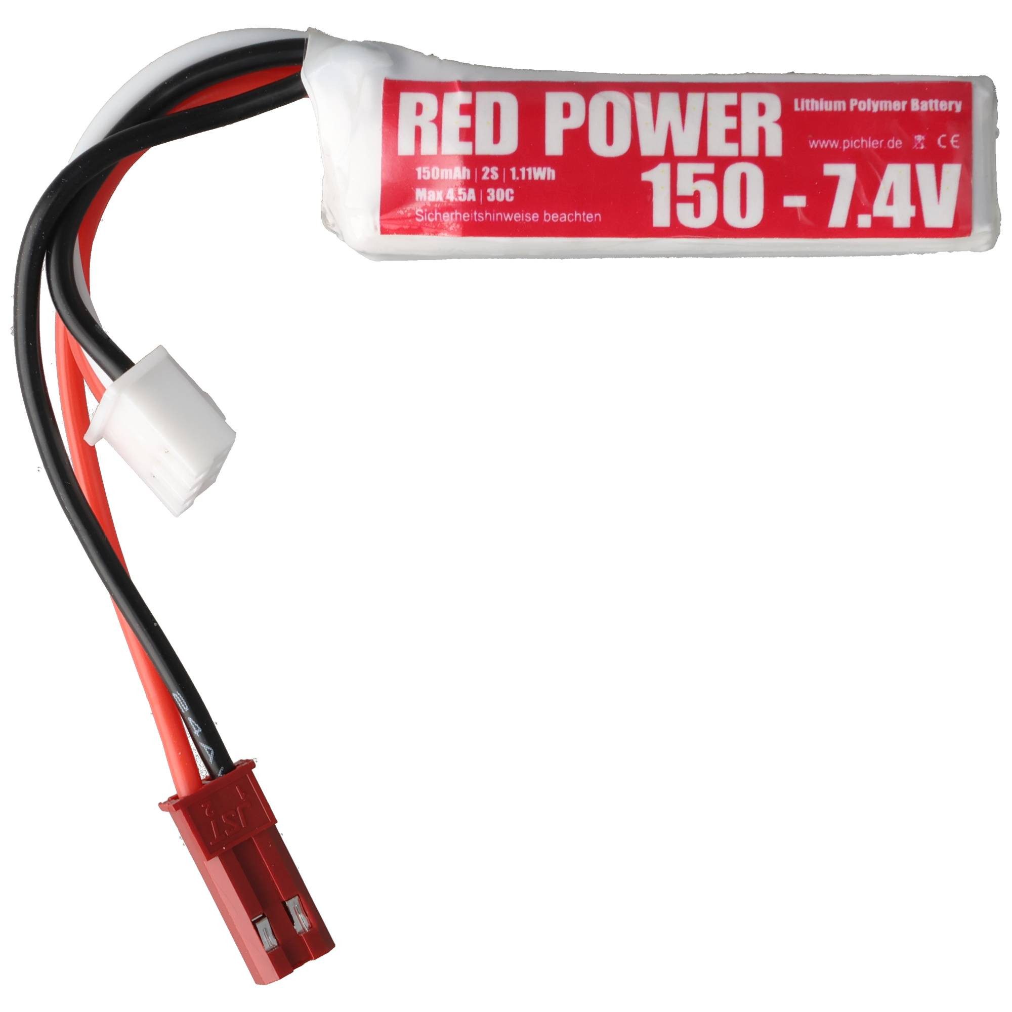 PICHLER Pichler RED POWER XT LiPo Akku 150 mAh – 7,4 V 2S1P mit JST Stecker Akku 150 mAh (7,4 V)