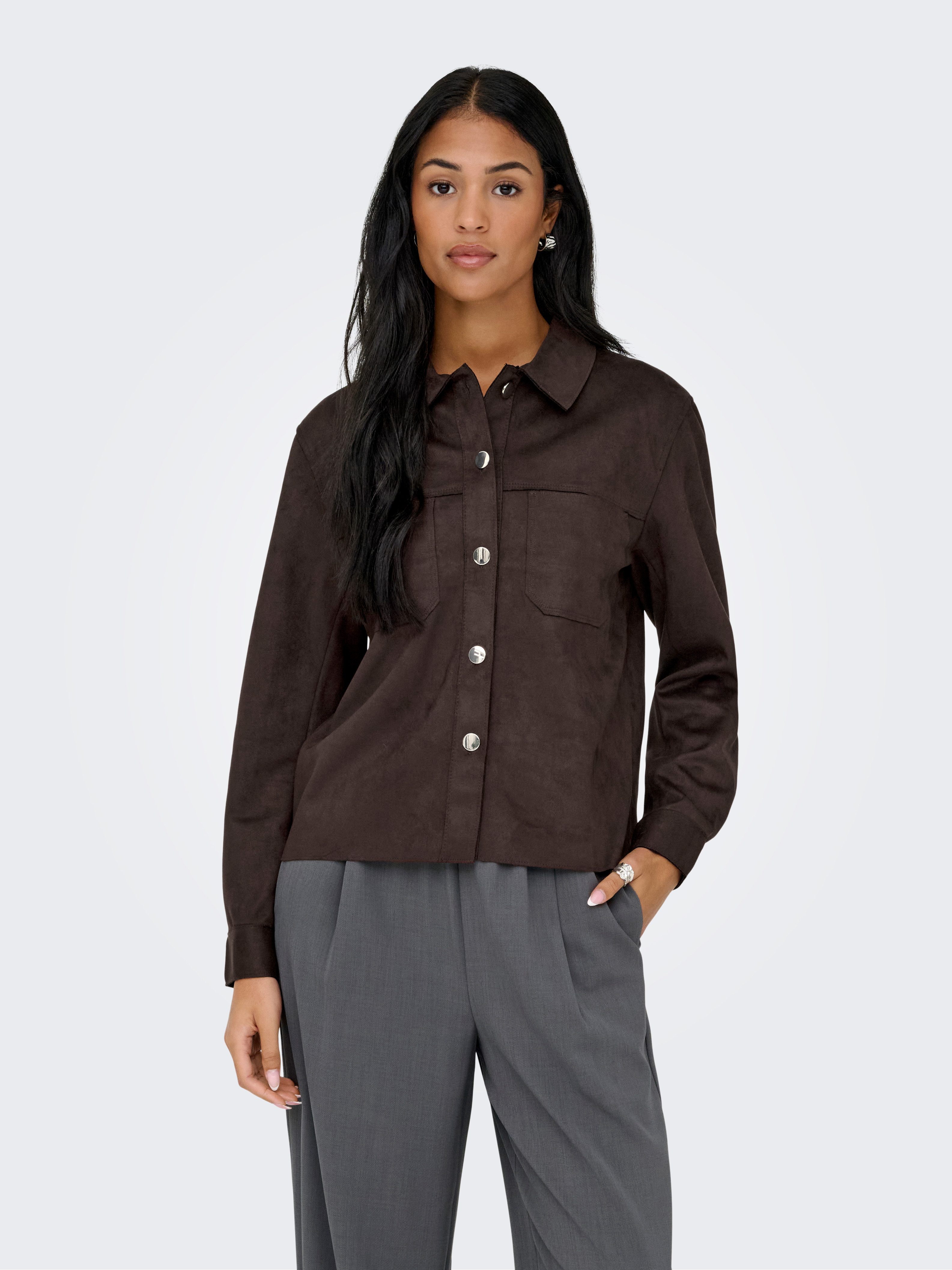 ONLY Hemdbluse ONLMIRA L/S FAUX SUEDE SHIRT PNT Materialmix, regular fit