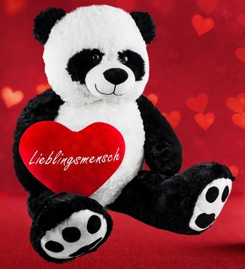 BRUBAKER Kuscheltier XXL Panda Teddy 100 cm mit Lieblingsmensch Herz (1-St., riesiger Teddybär), großes Stofftier, Plüschtier Pandabär