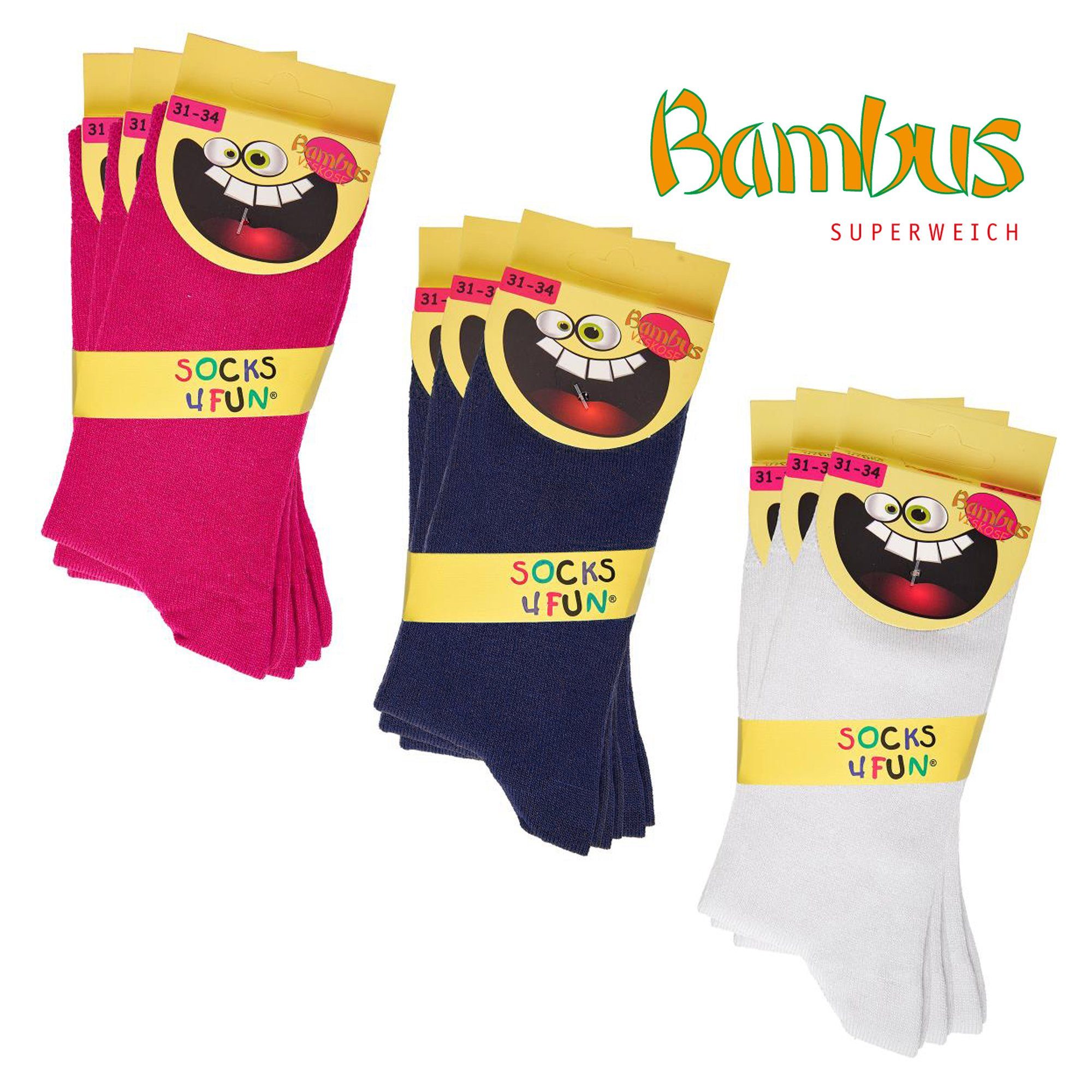 Kinder Mädchen, Kindersocken unifarbene Socks Jungen Langsocken & Fun (Packung, 3170 Socken, pink+marine+weiss 9 9-Paar, 4 Paar)