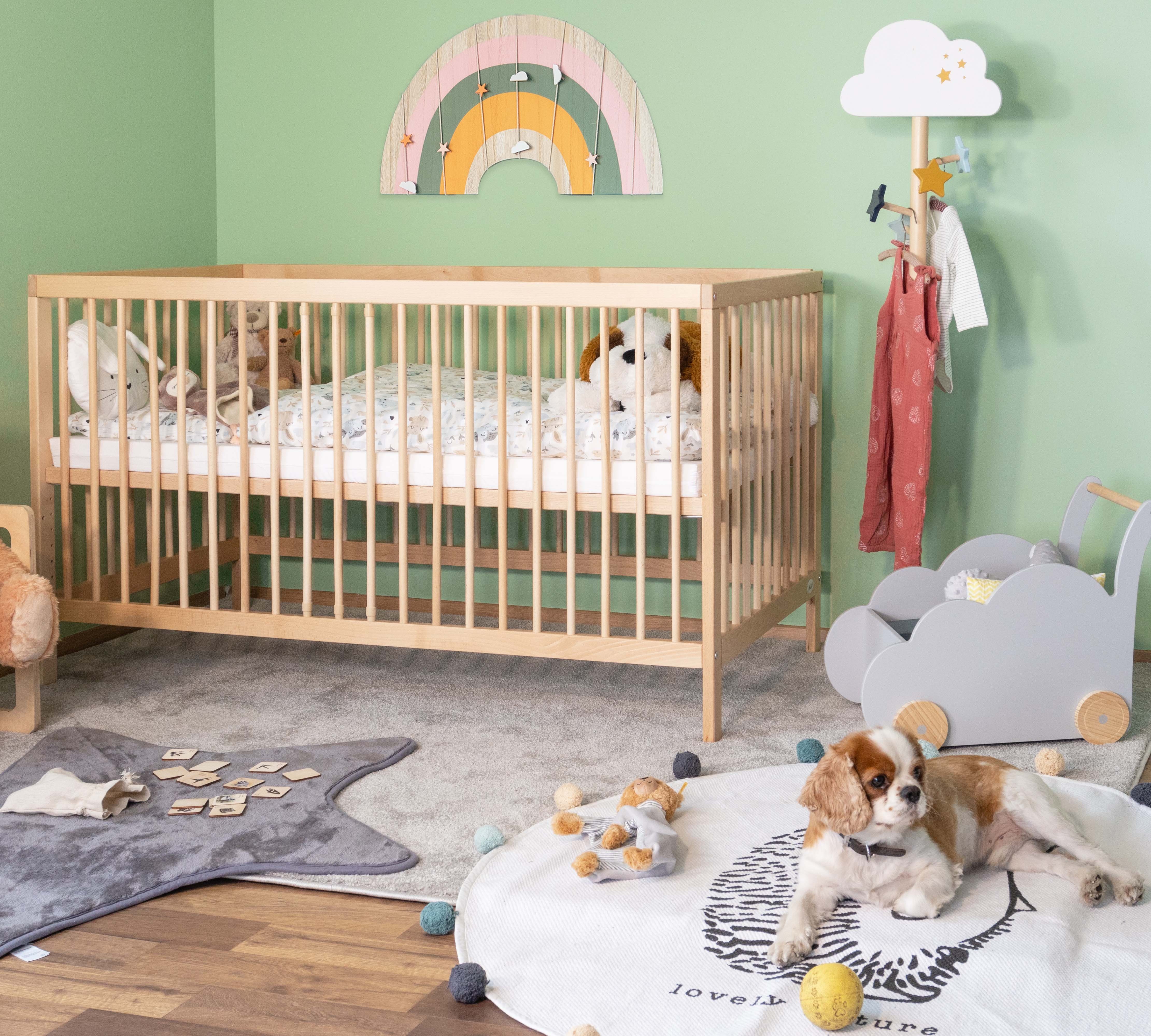 Alcube Babybett TONI I 9-fach höhenverstellbar I BESTSELLER! mit FSC®-Zertifikat, Babybett 60x120 ohne Matratze aus Buchenholz I ohne Schubladen Natur - Ohne Matratze Ohne Schublade