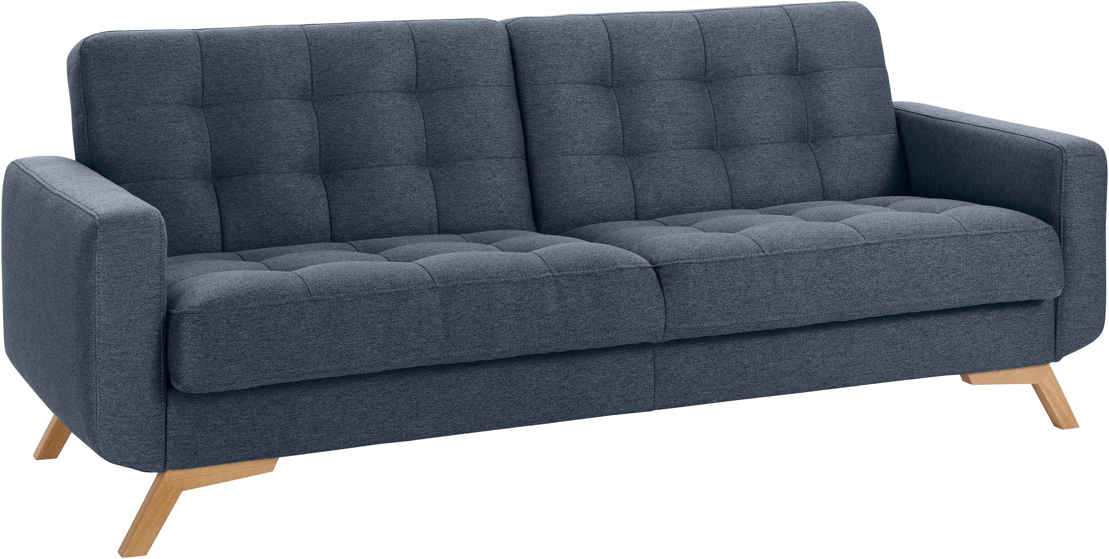 exxpo - sofa fashion 3-Sitzer Fiord, aktuelles Design, tolle Detailverarbeitung im Sitz und Rücken, bequem, wahlweise Kippcouch mit Bettfunktion und Bettkasten, Holzfuß