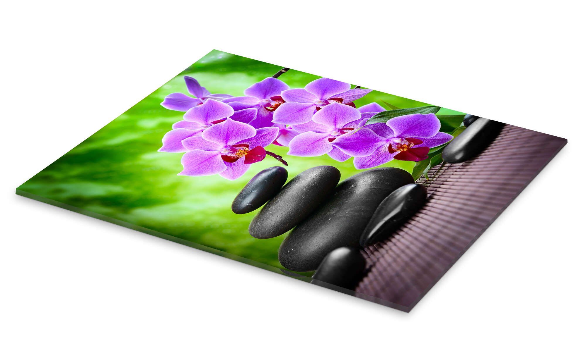 Posterlounge Wandbild Zen-Basaltsteine und Orchidee, Editors Choice, erhältlich als Poster, Leinwandbild, Wandsticker oder Acrylglasbild