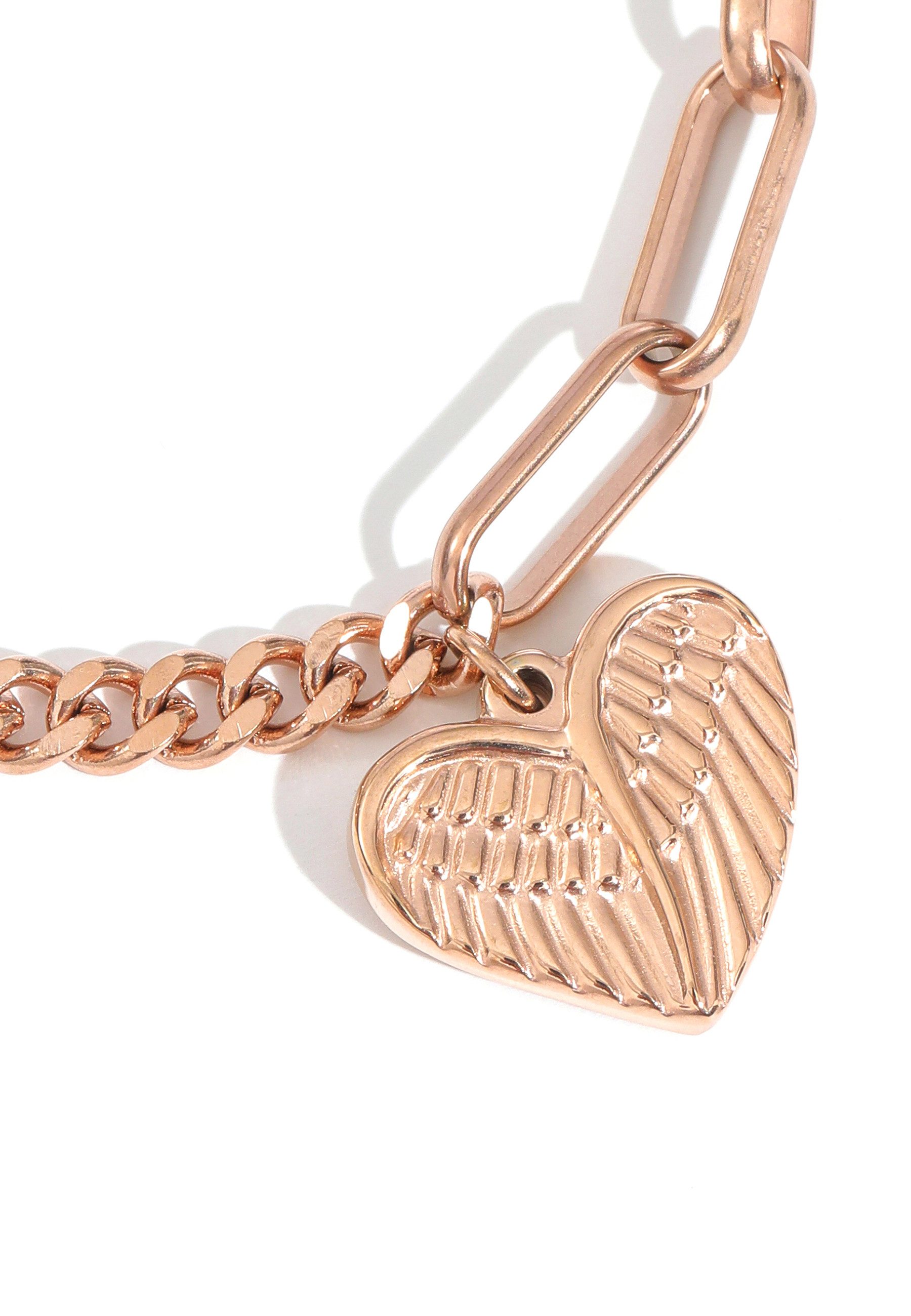 GOLDKLEIN Gliederarmband Edelstahl Herz Schmuck Armkette Gliederarmband Knebelverschluss, Damen, inkl. Geschenkbox