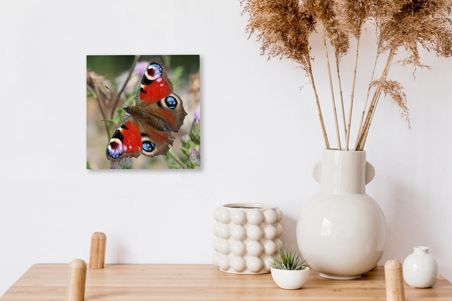 OneMillionCanvasses® Leinwandbild Tagpfauenauge Schmetterling, (1 Leinwand Bilder St), Schlafzimmer für Wohnzimmer