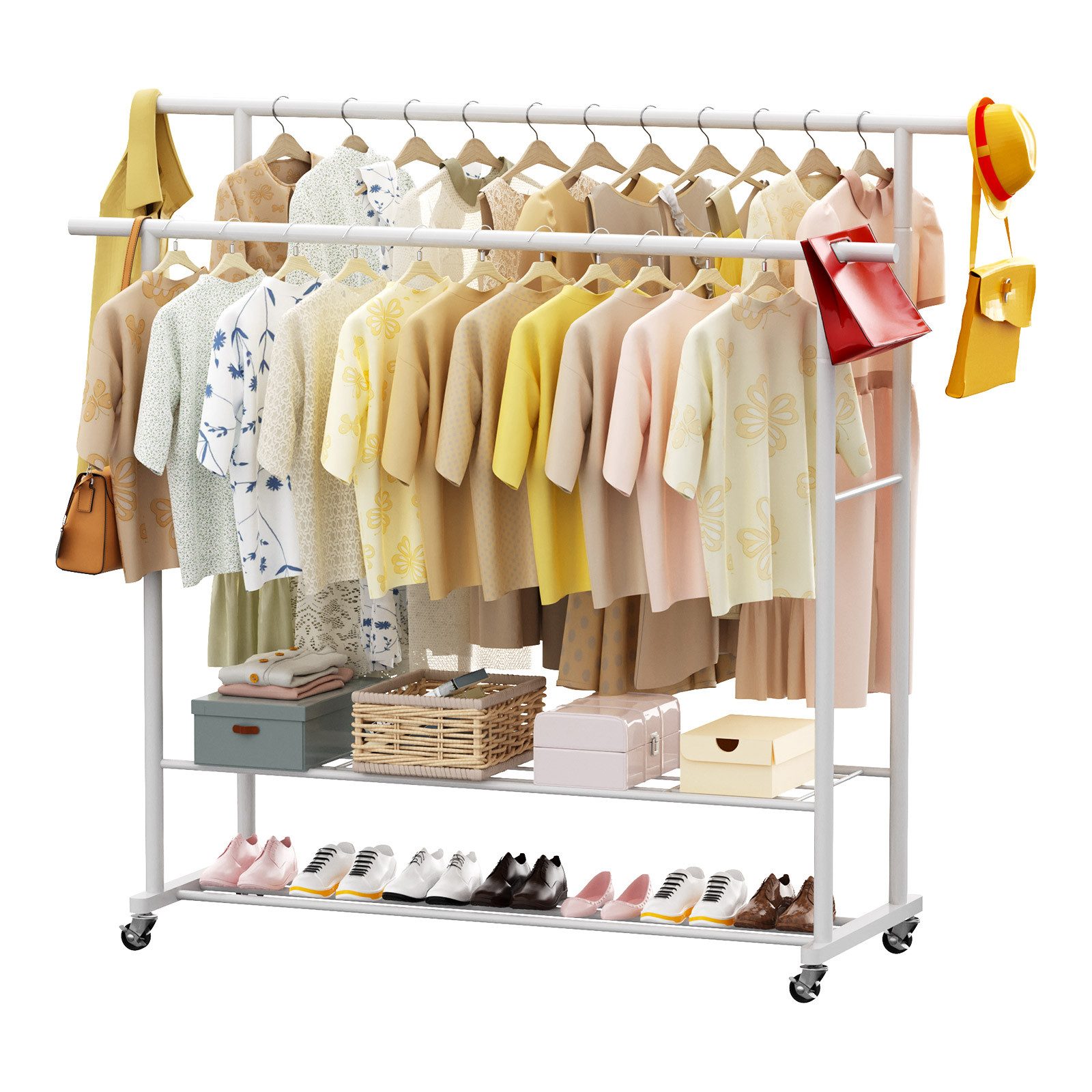 loefme Kleiderständer 2 Regale + 2 günstig online kaufen
