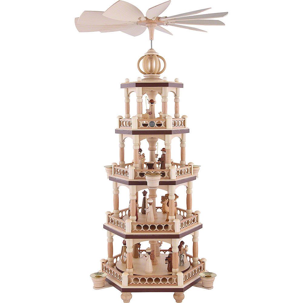 Müller Kleinkunst GmbH Seiffen Weihnachtspyramide 4-stöckige Weihnachtspyramide - Heilige Geschichte (64cm) von Müller K