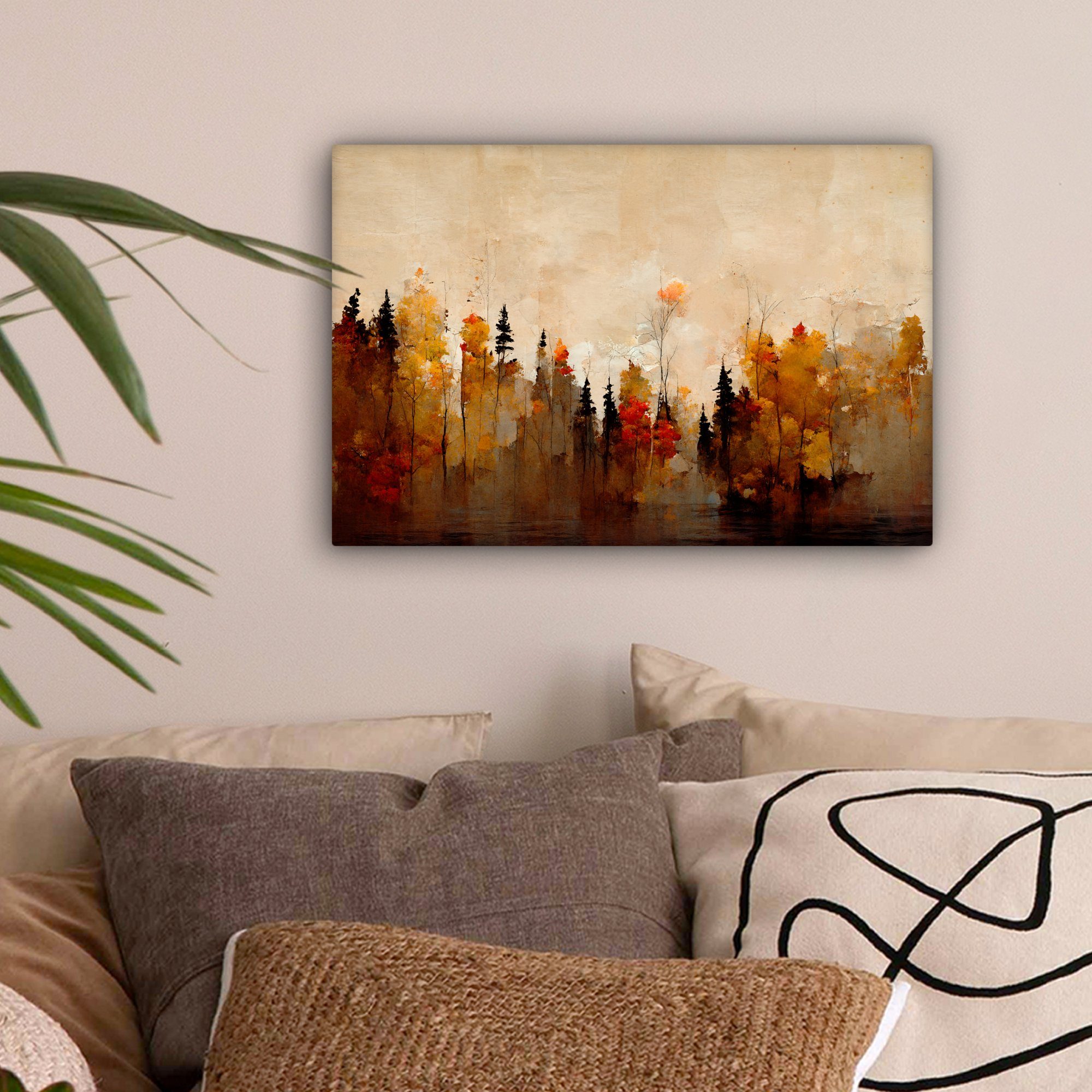 OneMillionCanvasses® Leinwandbild Natur - Bäume - Kunst - Braun - Beige, Fo günstig online kaufen