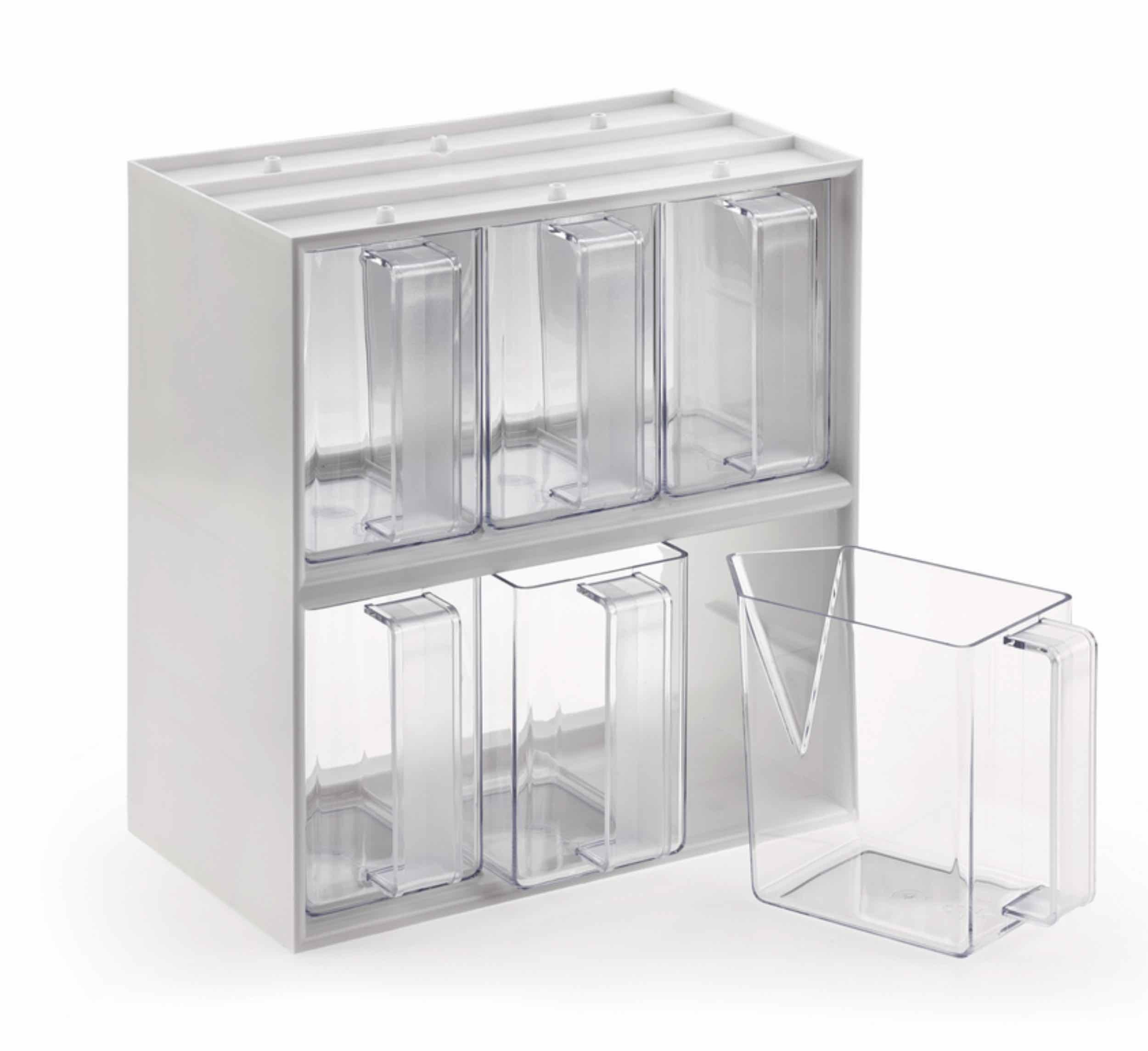 Lux NABER glasklar, Naber De 6 teilig Kunststoff-Schüttenkasten Küchenregal