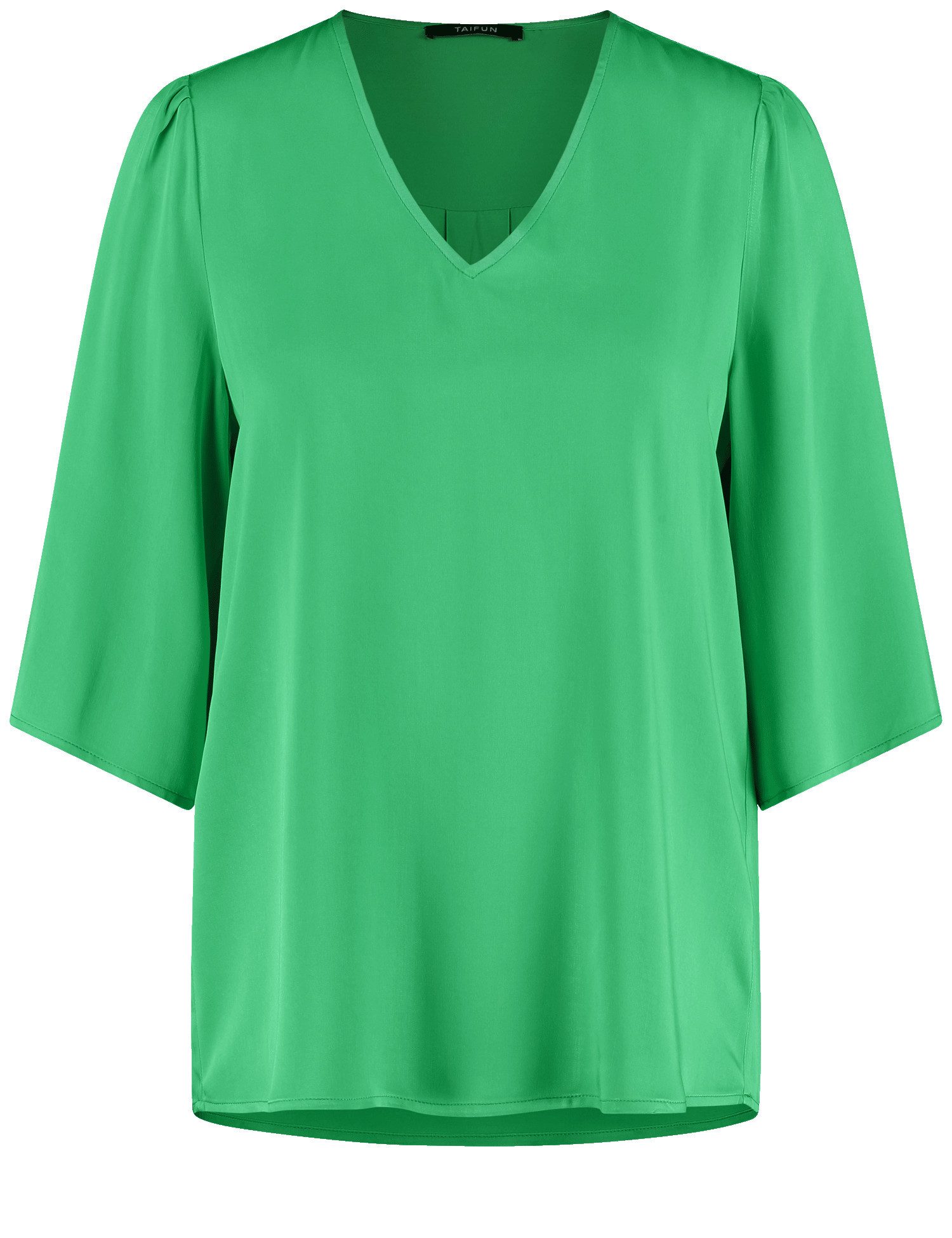 Taifun Kurzarmbluse - Unifarbene Damenbluse mit Kräuseldetails