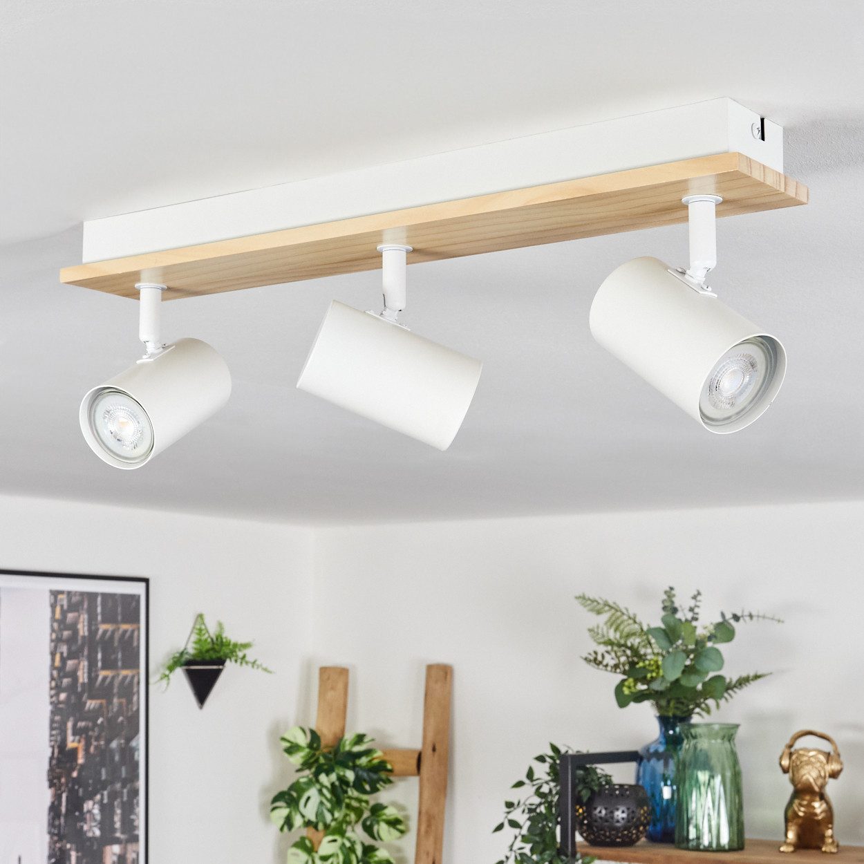 hofstein Deckenleuchte Deckenlampe aus Metall/Holz in günstig online kaufen