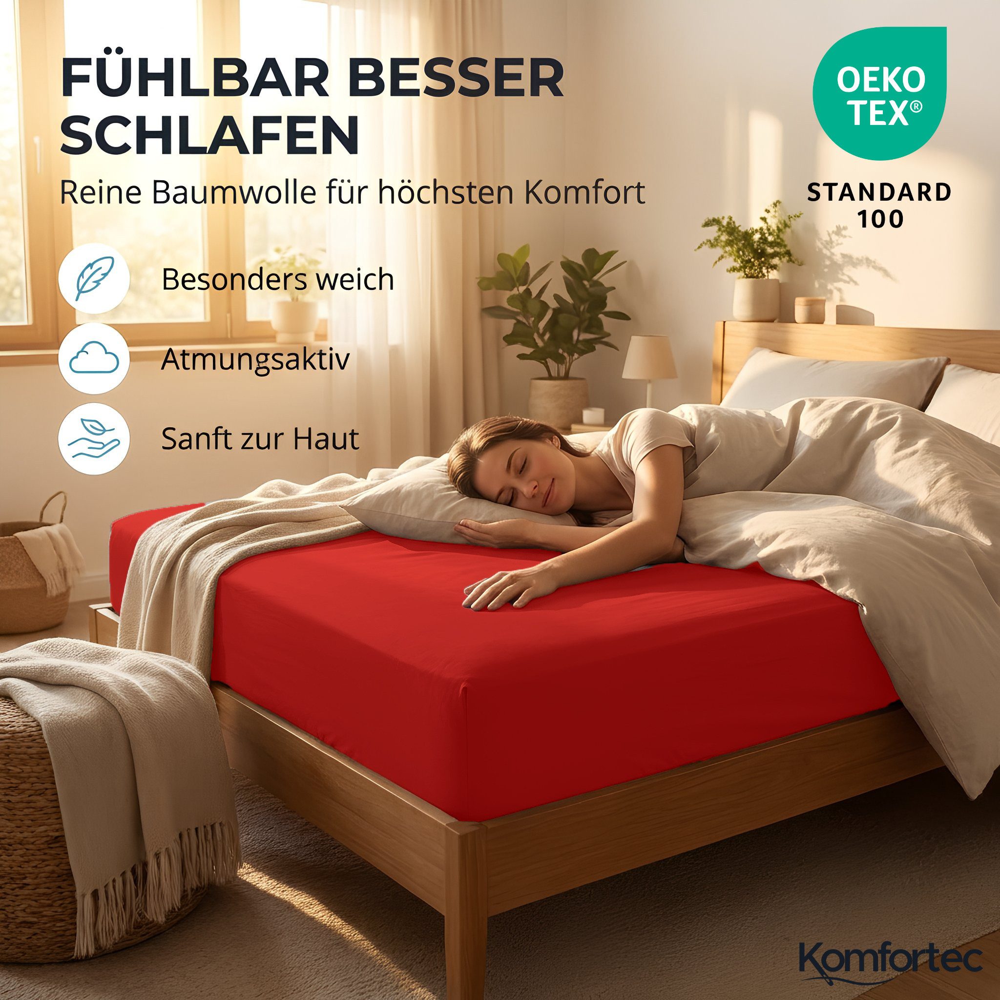 Komfortec Spannbettlaken Boxspringbett bis 15cm - 30cm Matratzenhöhe, Mikrofaser, Gummizug: Rundum, (2 Stück) – Bild 4 von 5