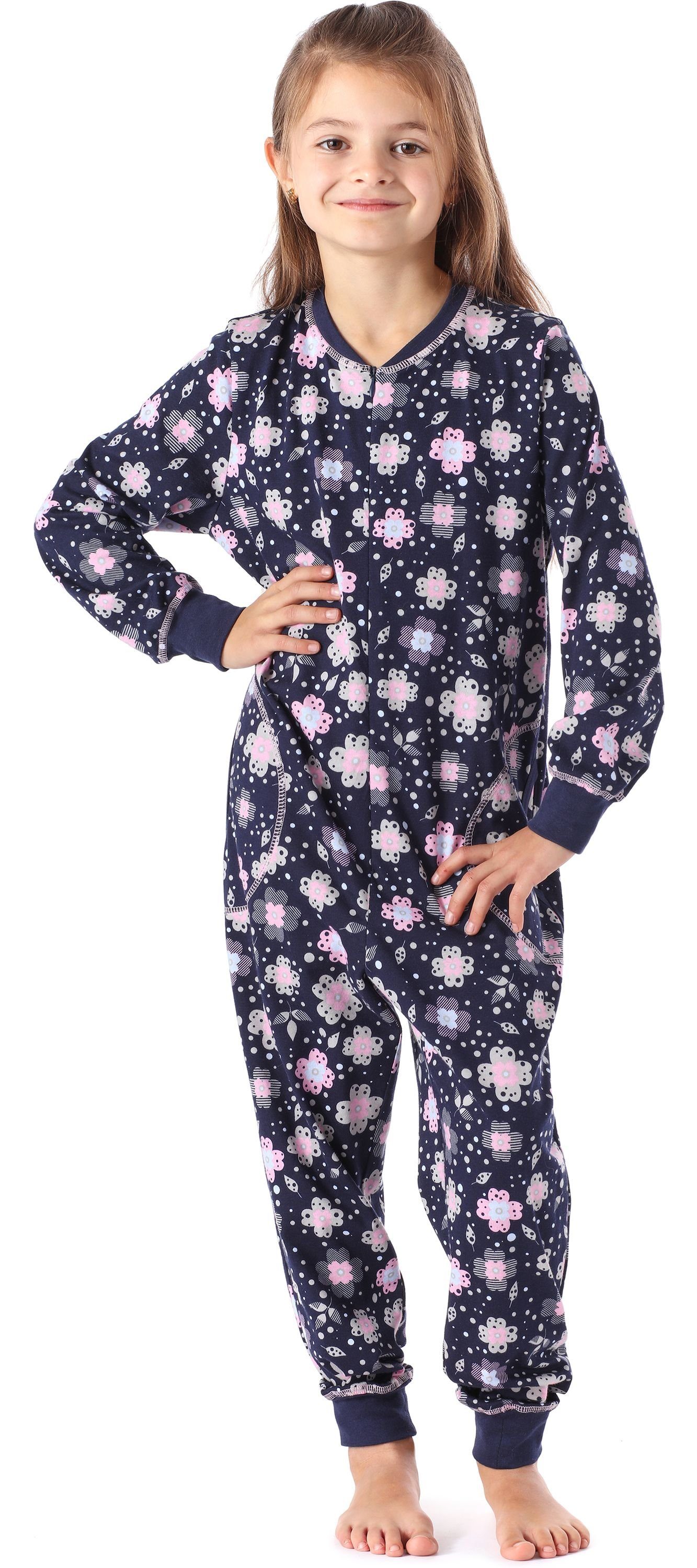 Merry Style Schlafanzug Mädchen Schlafanzug Jumpsuit MS10-186 Marine Blumen