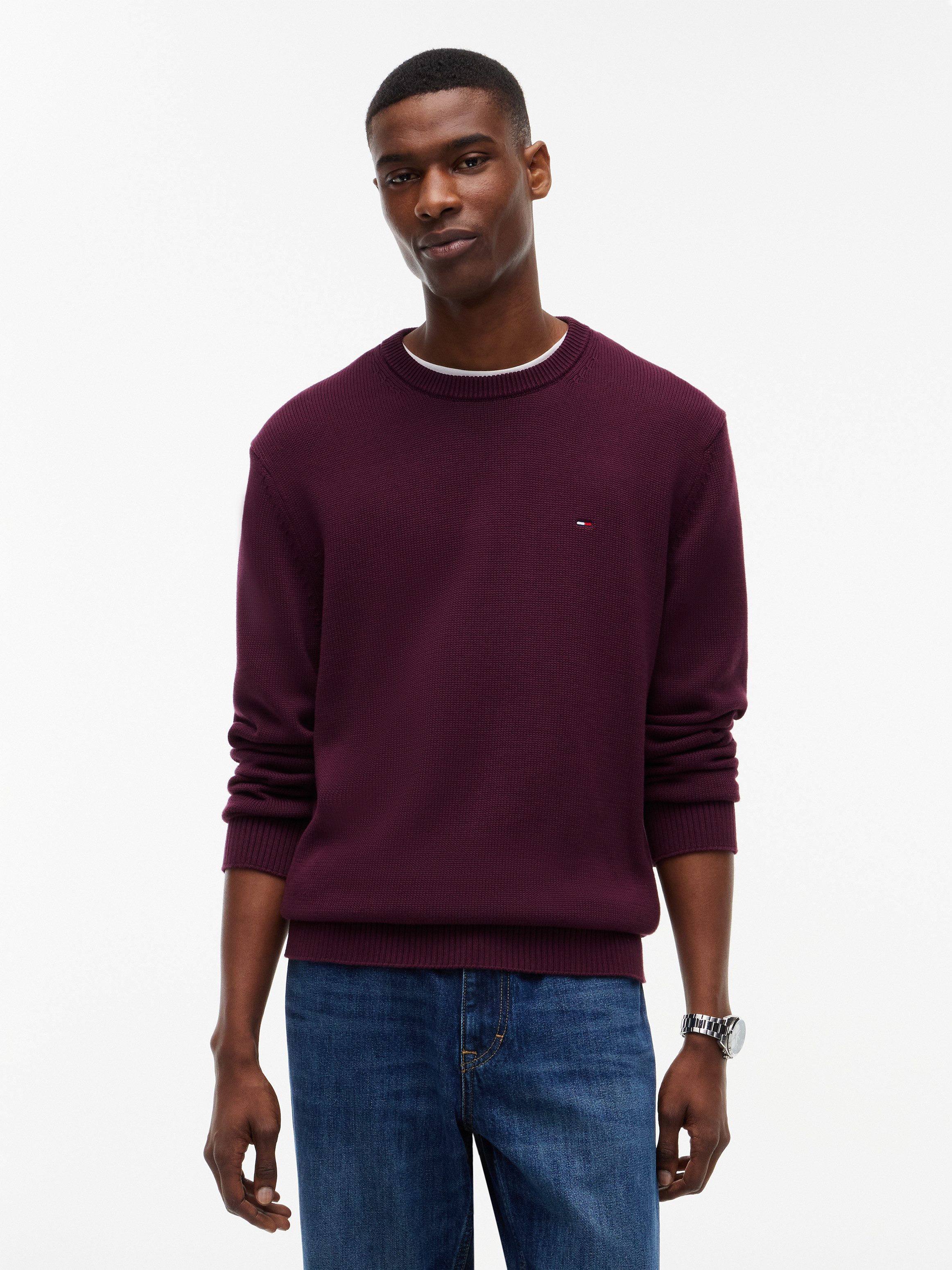 Tommy Jeans Rundhalspullover Slim fit mit Rundhalsausschnitt
