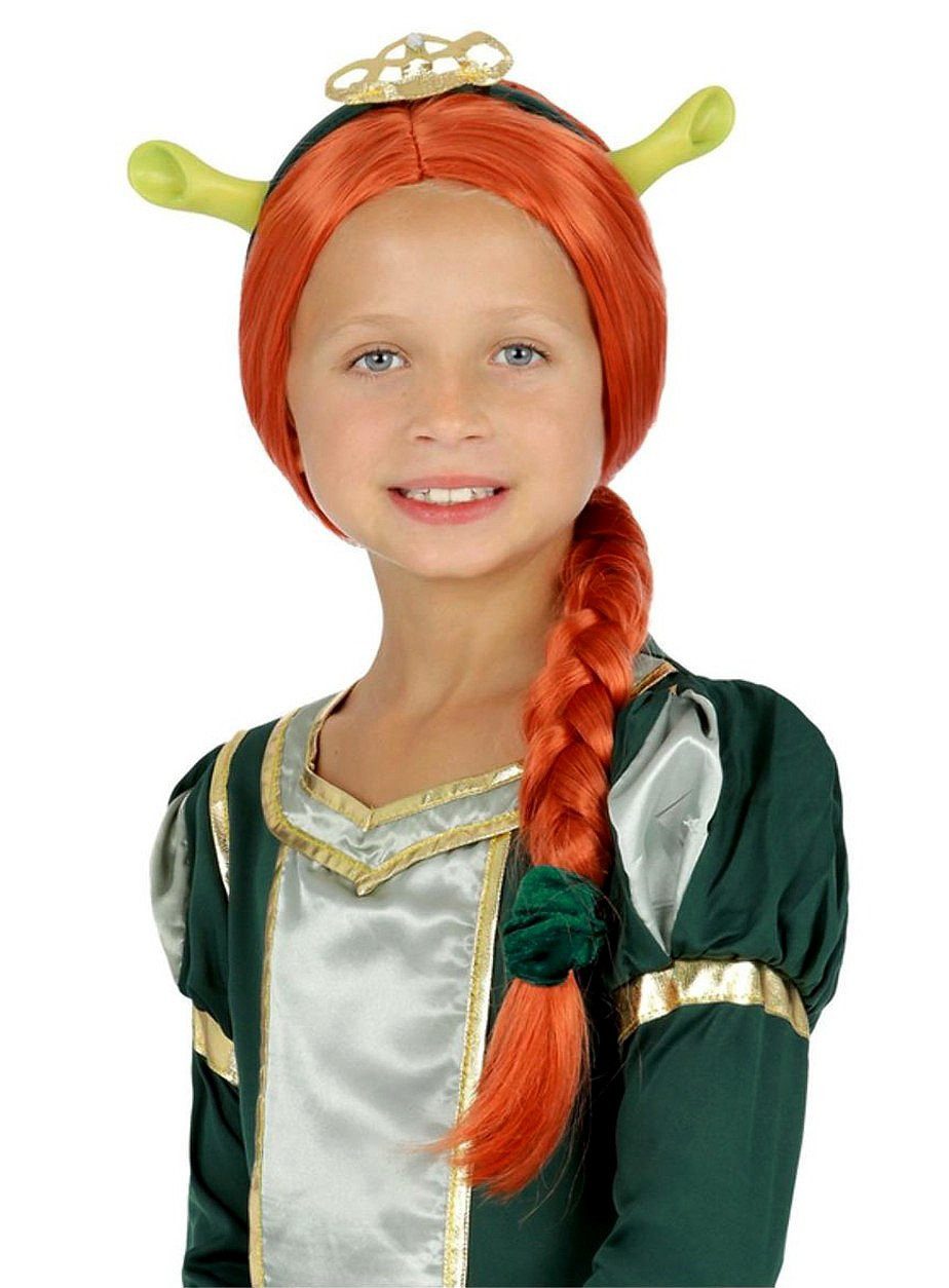 Smiffys Kostüm-Perücke Shrek – Prinzessin Fiona Perücke für Kinder, Kupferrote Mädchenperücke mit langem, geflochtenem Zopf