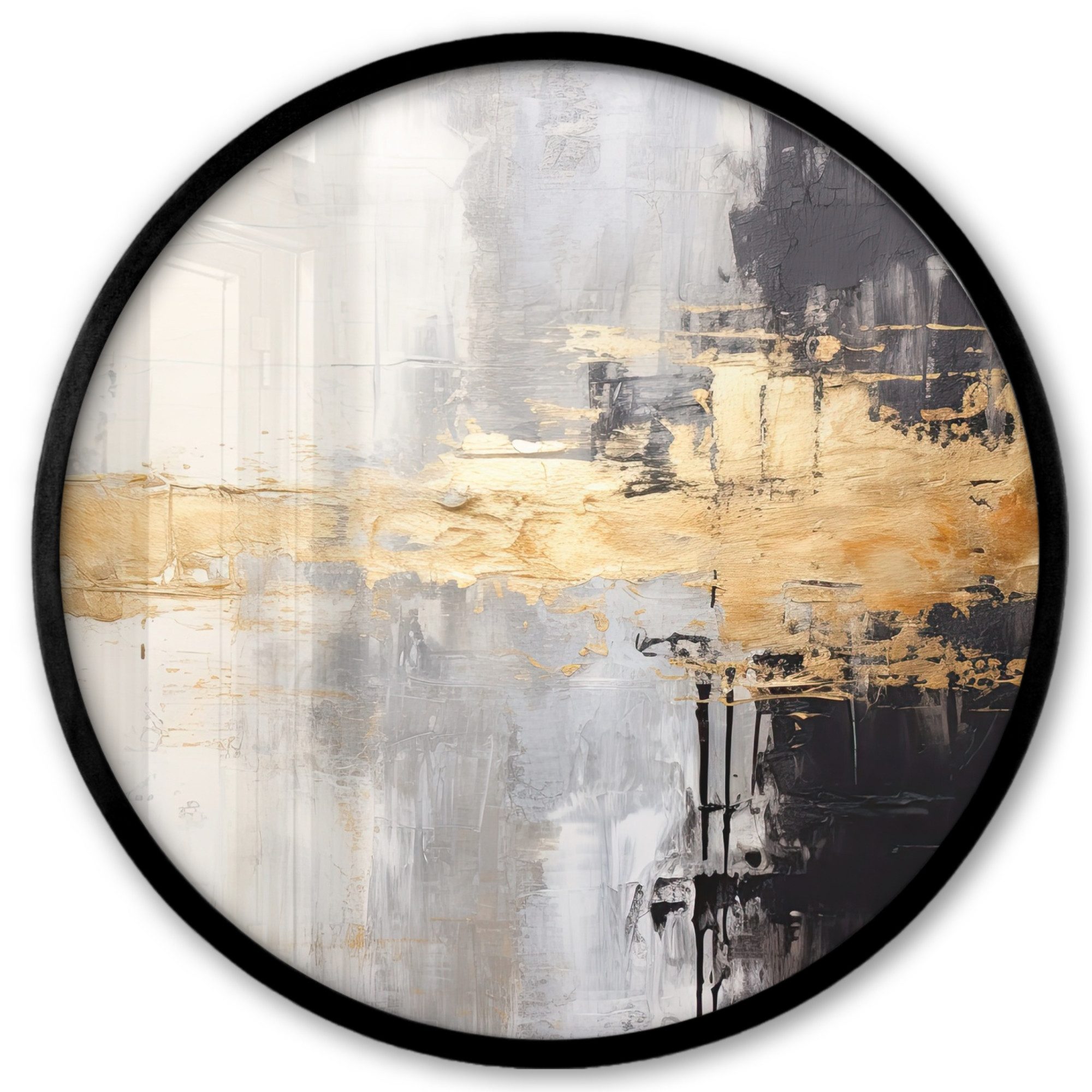 MuchoWow Poster Rund - Gold - Luxus - Acryl - Kunst, (1 St), Runde Wandbilder, Deko für Wohnzimmer und Schlafzimmer, 40x40 cm