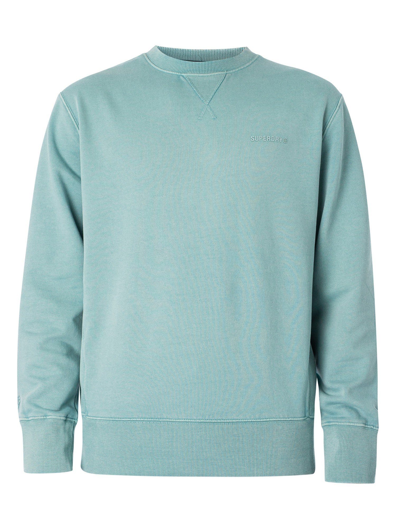 Superdry Sweatshirt mit Pullover Sweatshirt hellblau Rundhalsausschnitt