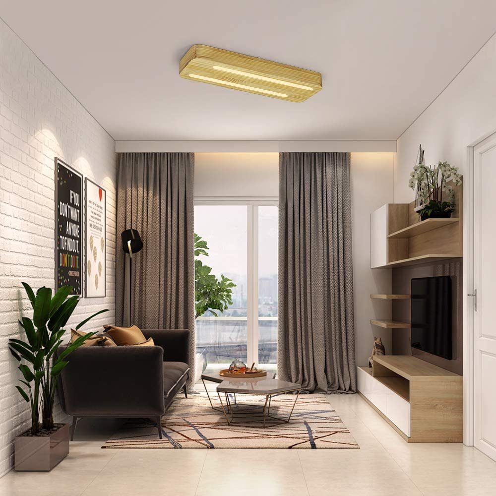 Holz Acryl LED LED fest Wohnzimmerlampe Quadratisch Farbwechsel, Flurlampe, integriert ZMH Deckenleuchte