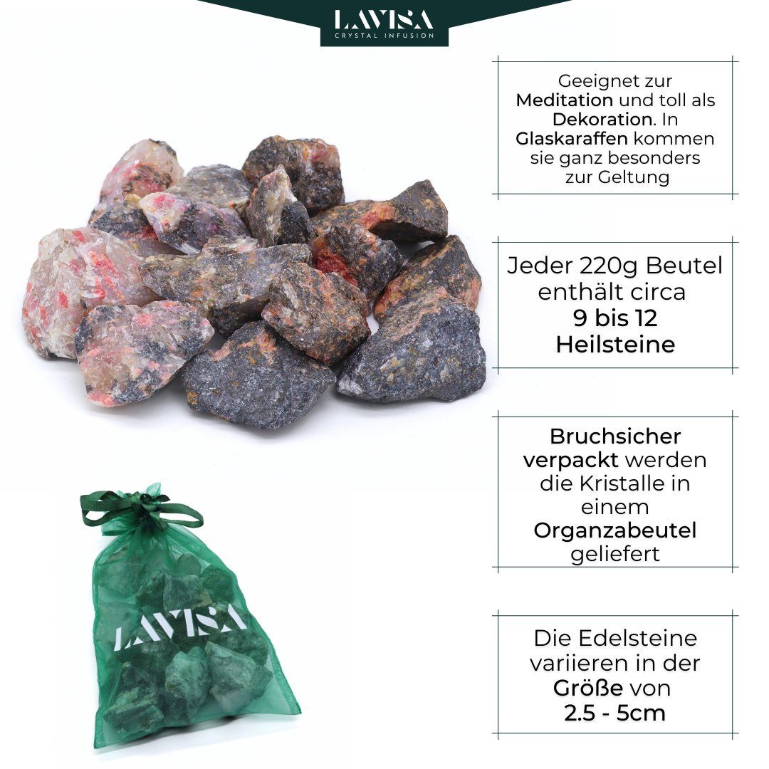 Edelsteine, Edelstein Rhodonit Mineralien Kristalle, echte LAVISA Natursteine Dekosteine,