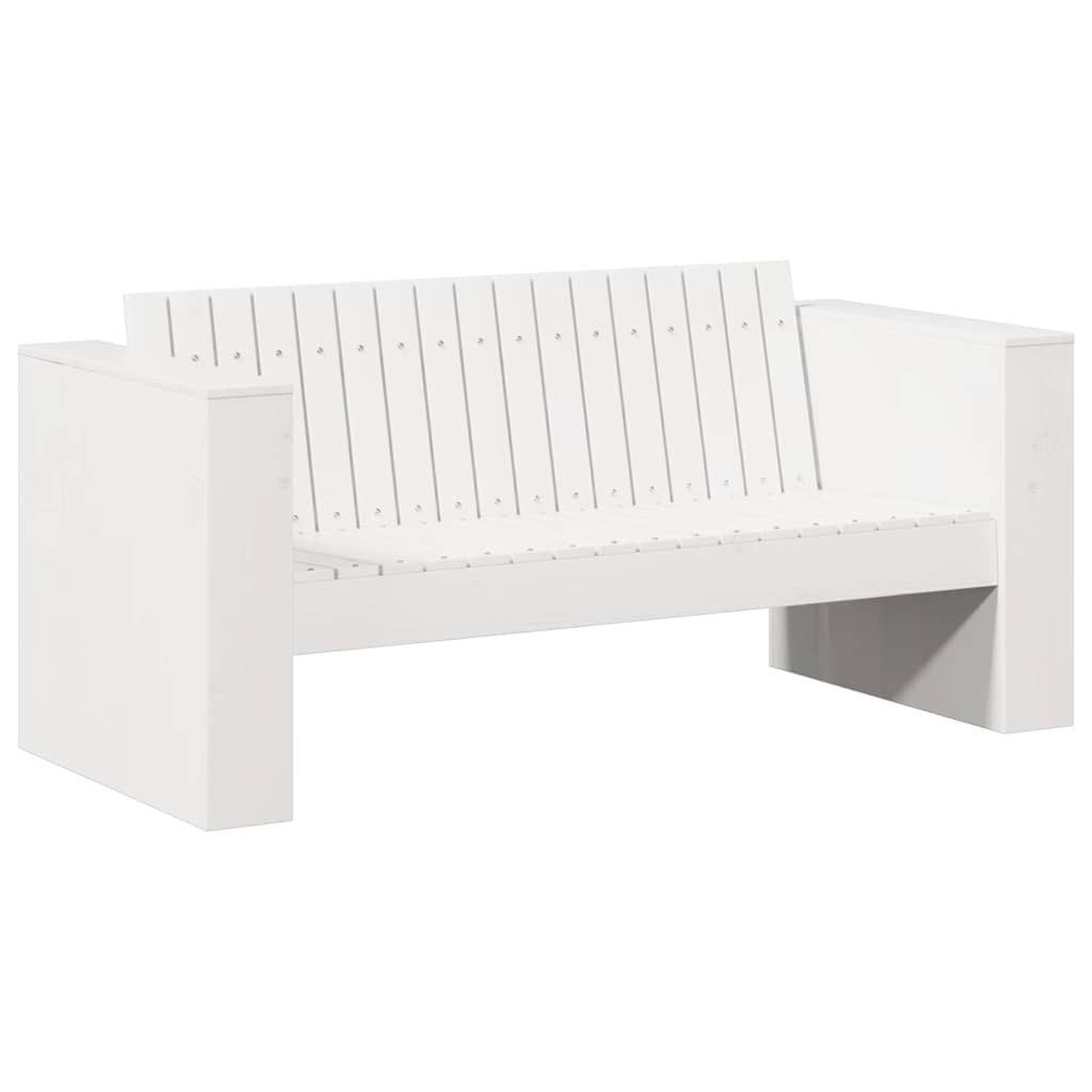 vidaXL Loungesofa Garten-Sofa Weiß 134 x 60 x 62 cm Massives Kiefernholz