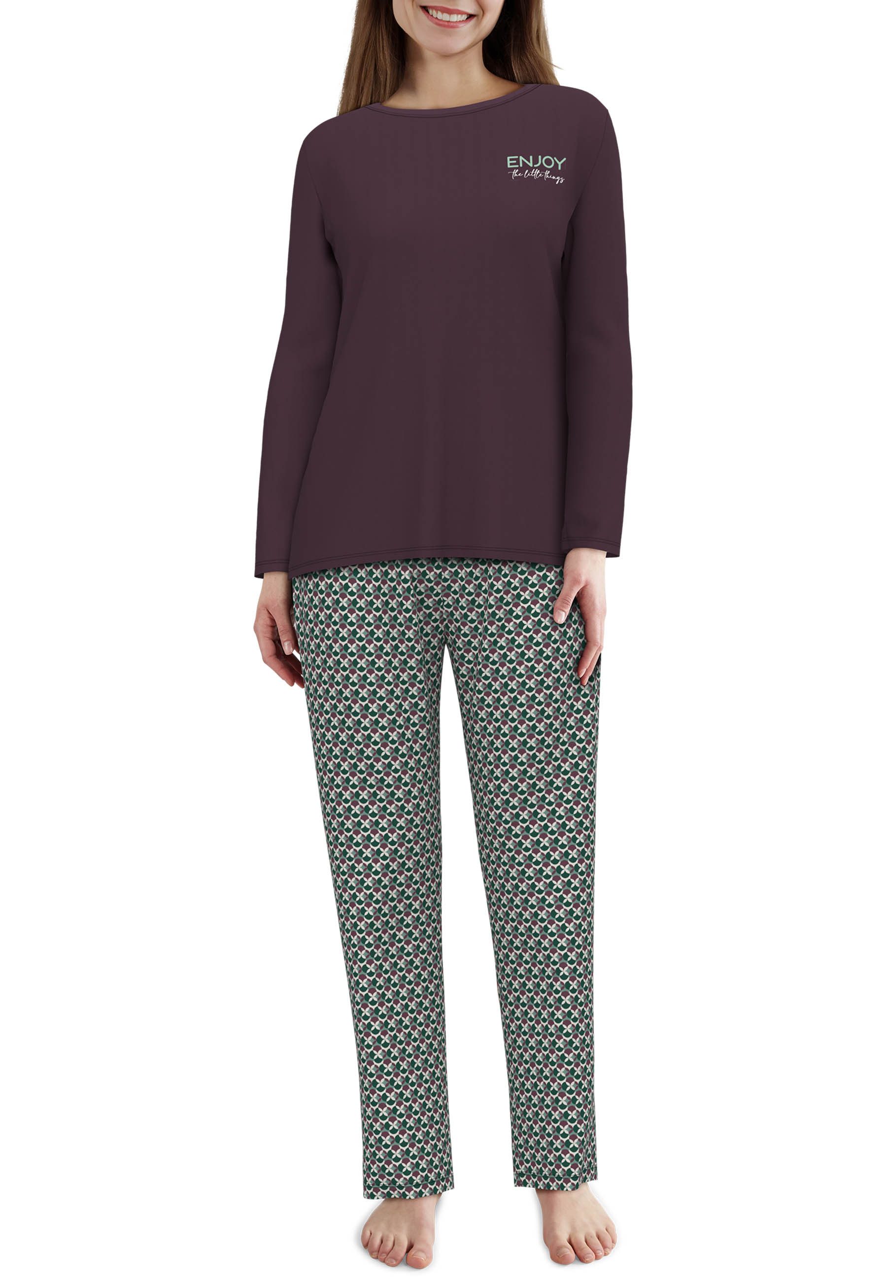 Pyjama GÖTZBURG Damen Pyjama lila bedruckt