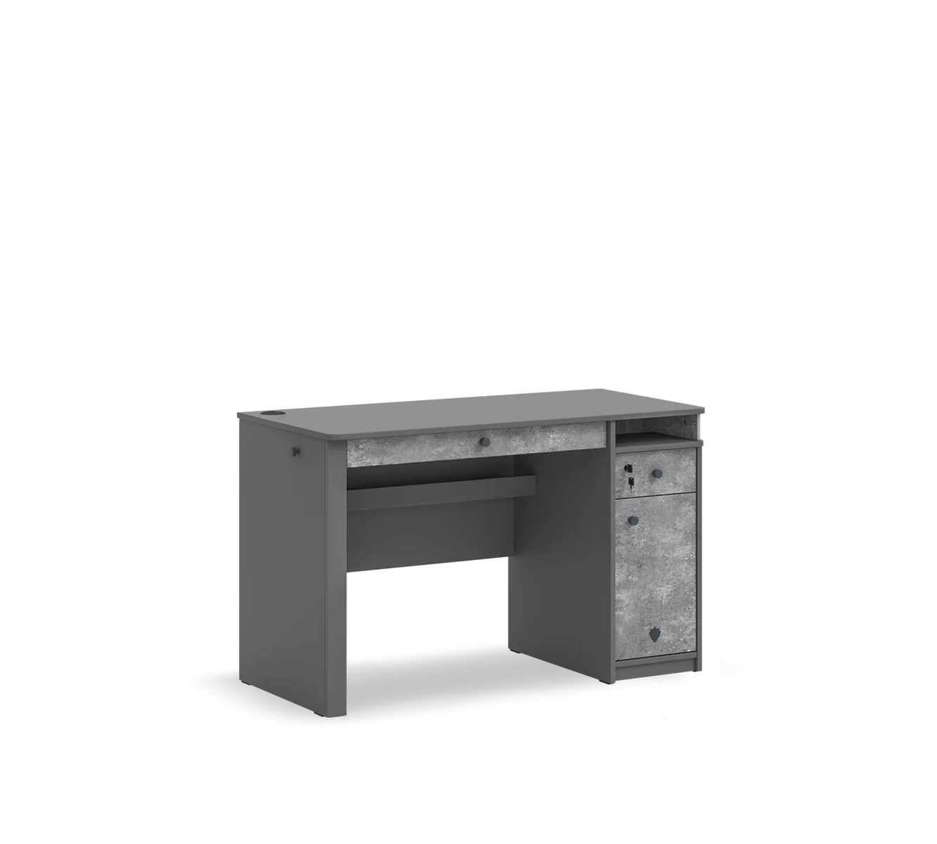 Möbel-Zeit Schreibtisch SPACE mit Stauraum – Dunkelgrau & Anthrazit – optional mit Aufsatz