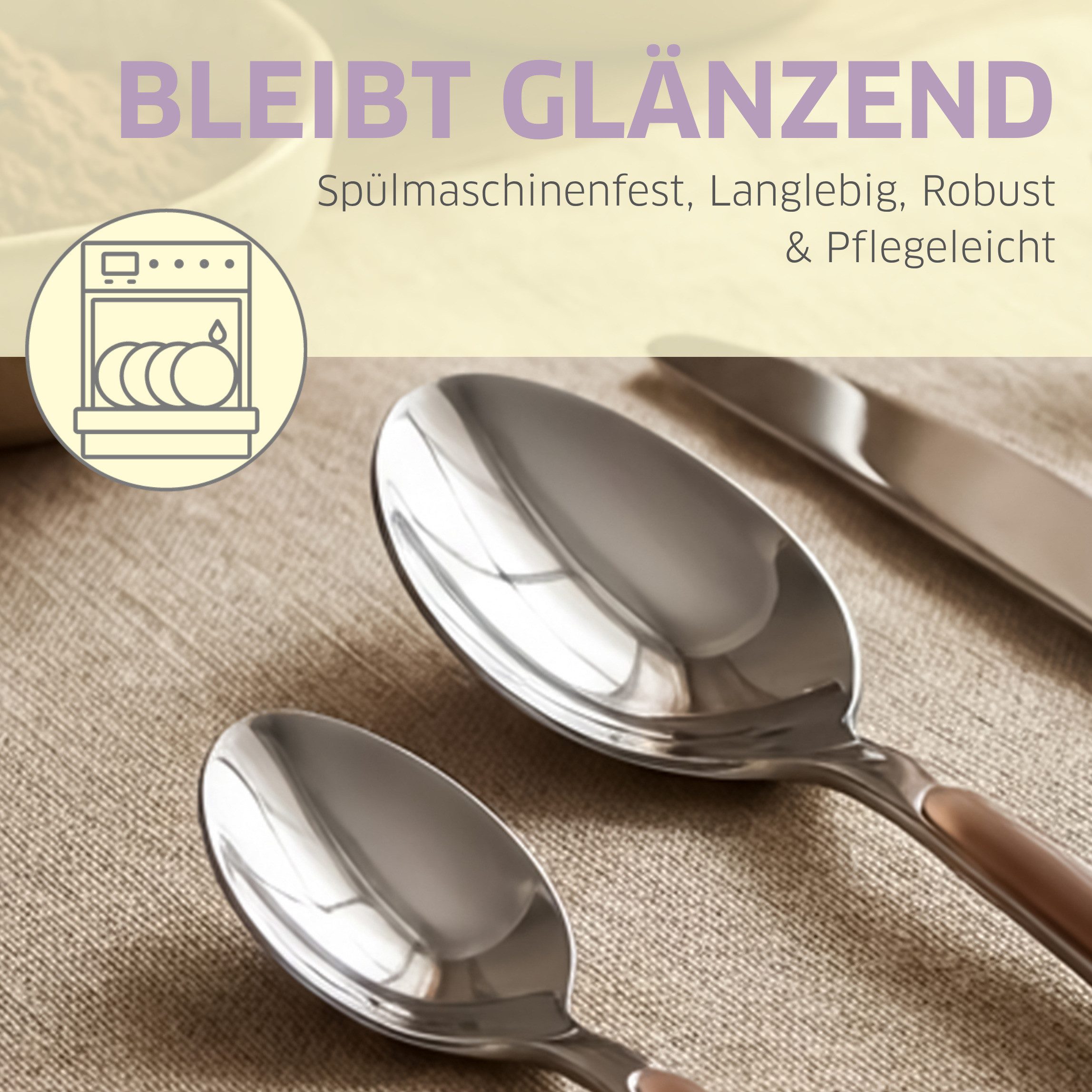 Kuppels Besteck-Set PRISMA (24-tlg), 6 Personen, Edelstahl Rostfrei 18/0, spülmaschinenfest, in kakao, mattiert