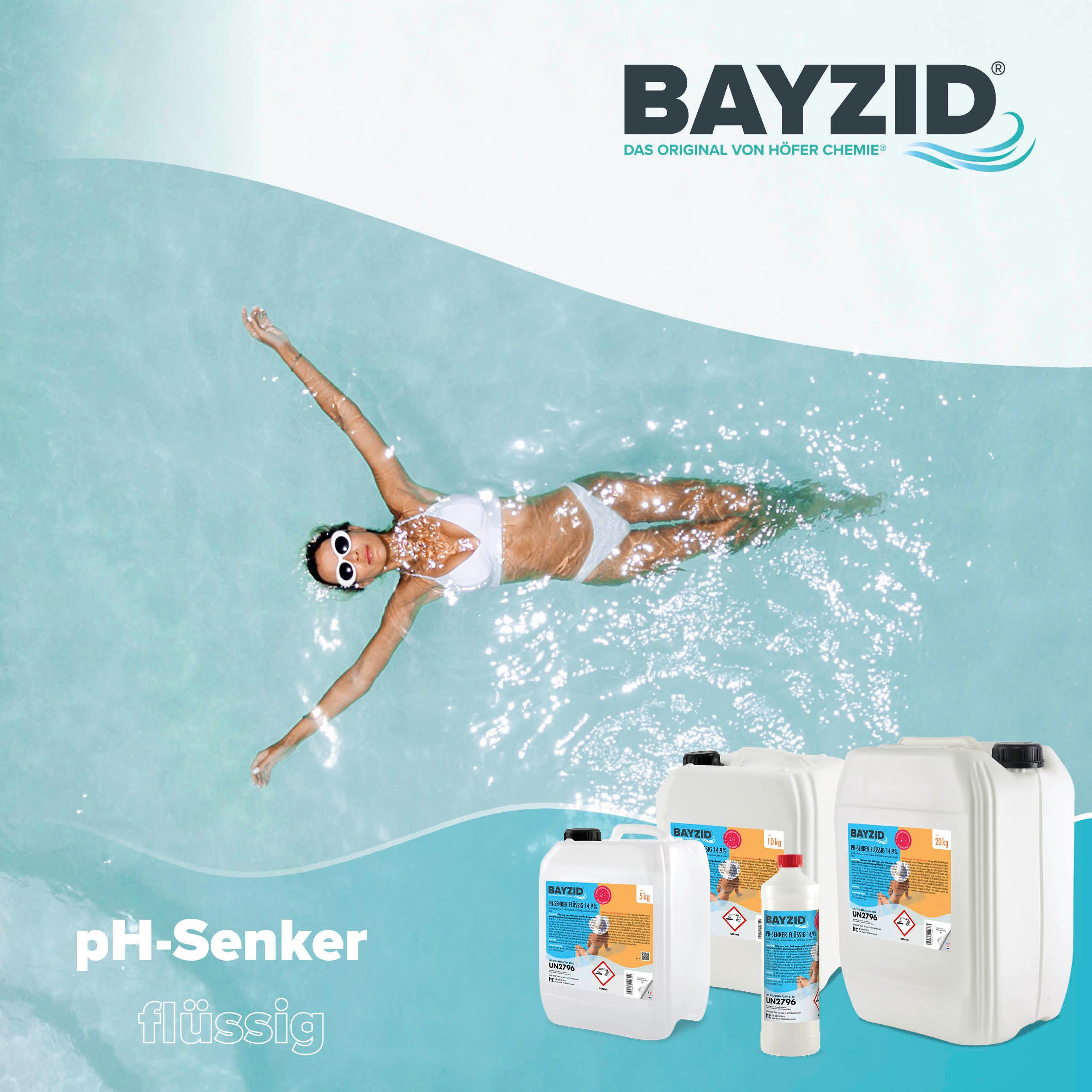 Höfer Chemie GmbH Poolpflege 20 kg BAYZID® pH Minus flüssig 14,9%, Zuverlässige Regulierung des pH-Werts