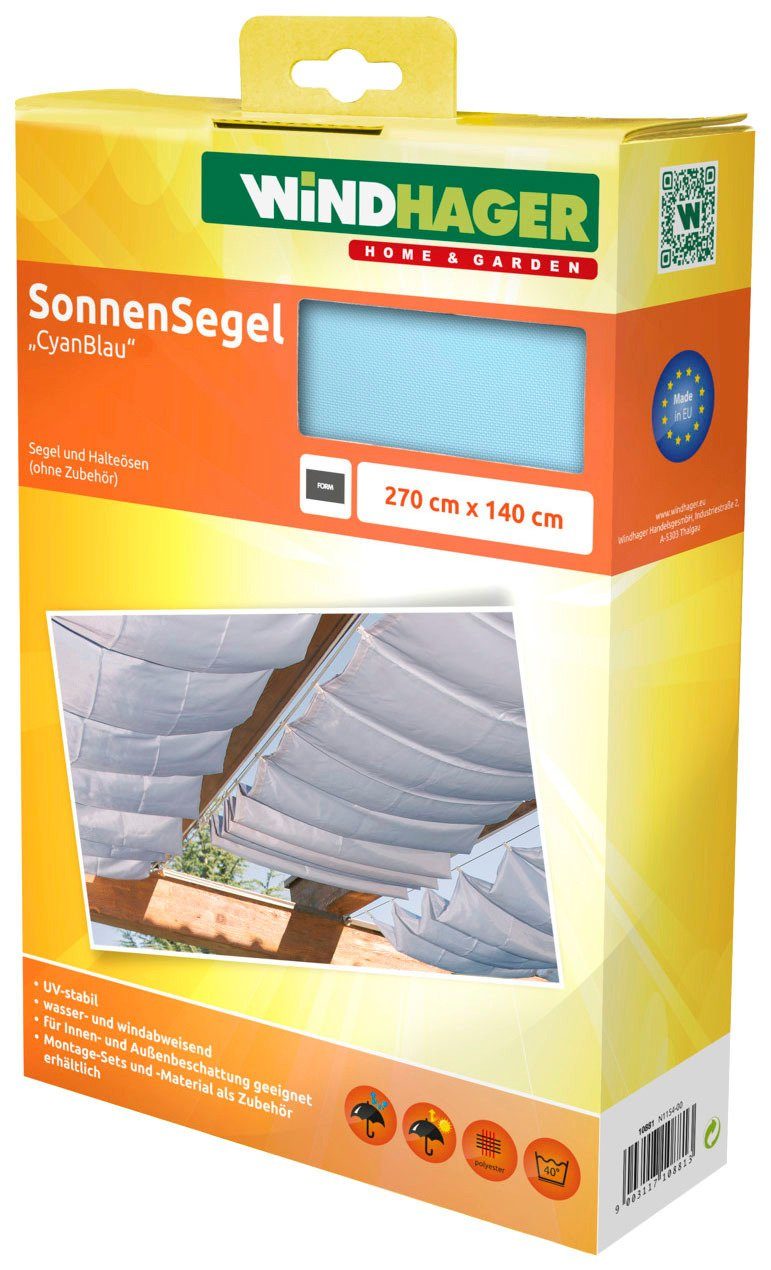 Windhager Sonnensegel, für Seilspannmarkise, inklusive Laufhaken, 2,7x1,4 m