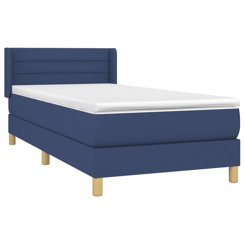 vidaXL Bett Boxspringbett mit Matratze Blau 90x190 cm Stoff günstig online kaufen