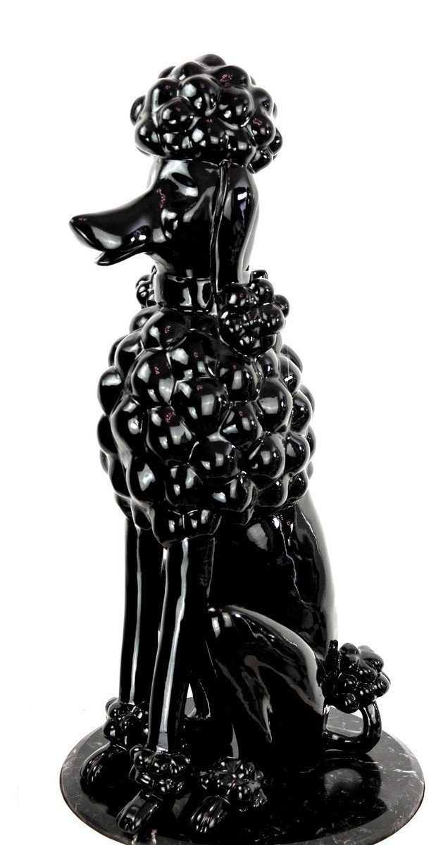 Casa Padrino Skulptur Dekofigur Pudel Hund Schwarz H. 63 cm - Wetterbeständige Deko Skulptur - Wohnzimmer Deko - Garten Deko - Terrassen Deko