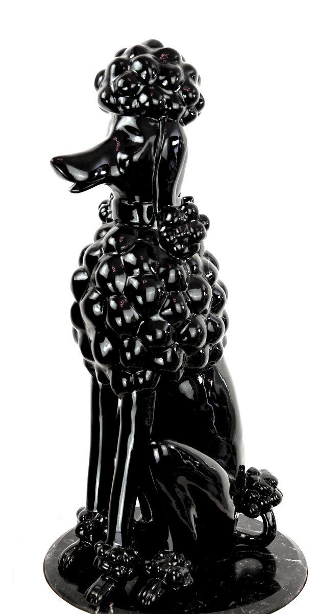 Skulptur Dekofigur Pudel Hund Schwarz H. 63 cm - Wetterbeständige Deko Skulptur - Wohnzimmer Deko - Garten Deko - Terrassen Deko