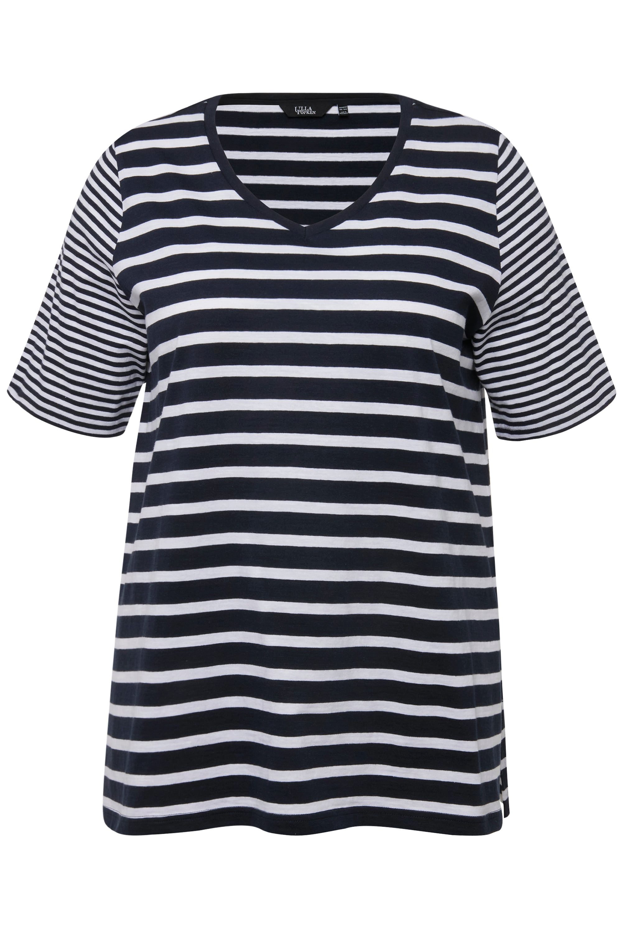 Ulla Popken T-Shirt Shirt Ringelmix A-Linie günstig online kaufen