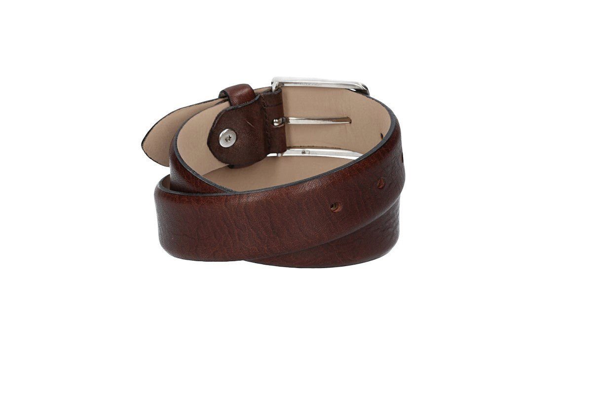 kiddybelts Ledergürtel Ledergürtel Kids 30mm in Cognac bombiert mit Schließe in Silber (BAZ12_69, 1-St) sehr weiches Vollrindleder