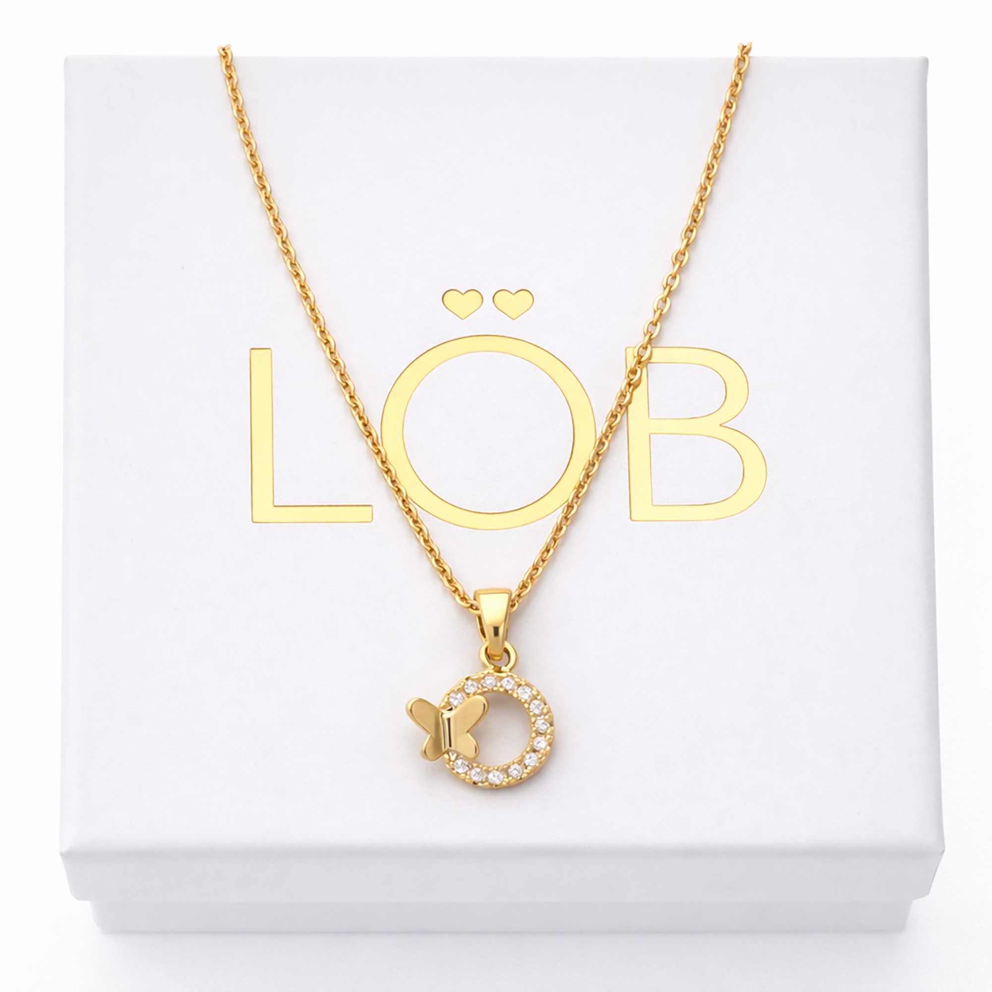 LÖB Kette mit Anhänger 750er Gold Vergoldet Halskette Schmetterling Ring Kr günstig online kaufen