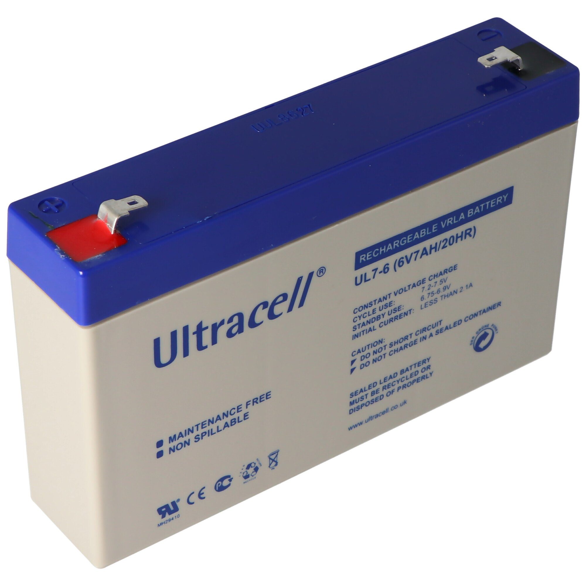 6 Ultracell Volt Akku mit (6,0 4,8mm Blei 7Ah mAh Kontakten 7000 V) Faston Akku UL7-6 Ultracell