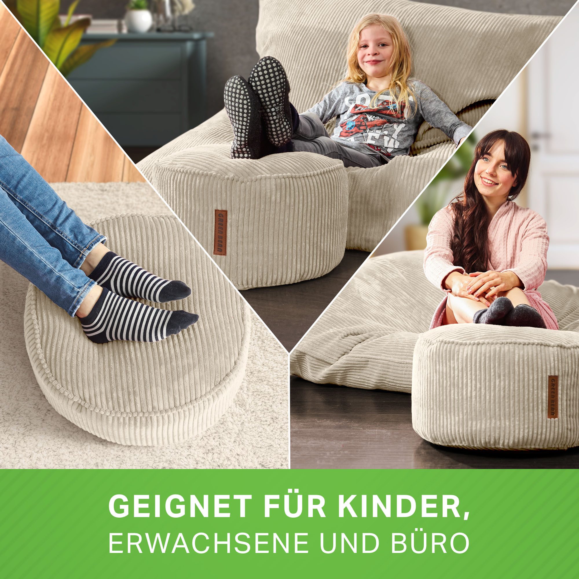 Green Bean Pouf Pouf Cord 45 günstig online kaufen