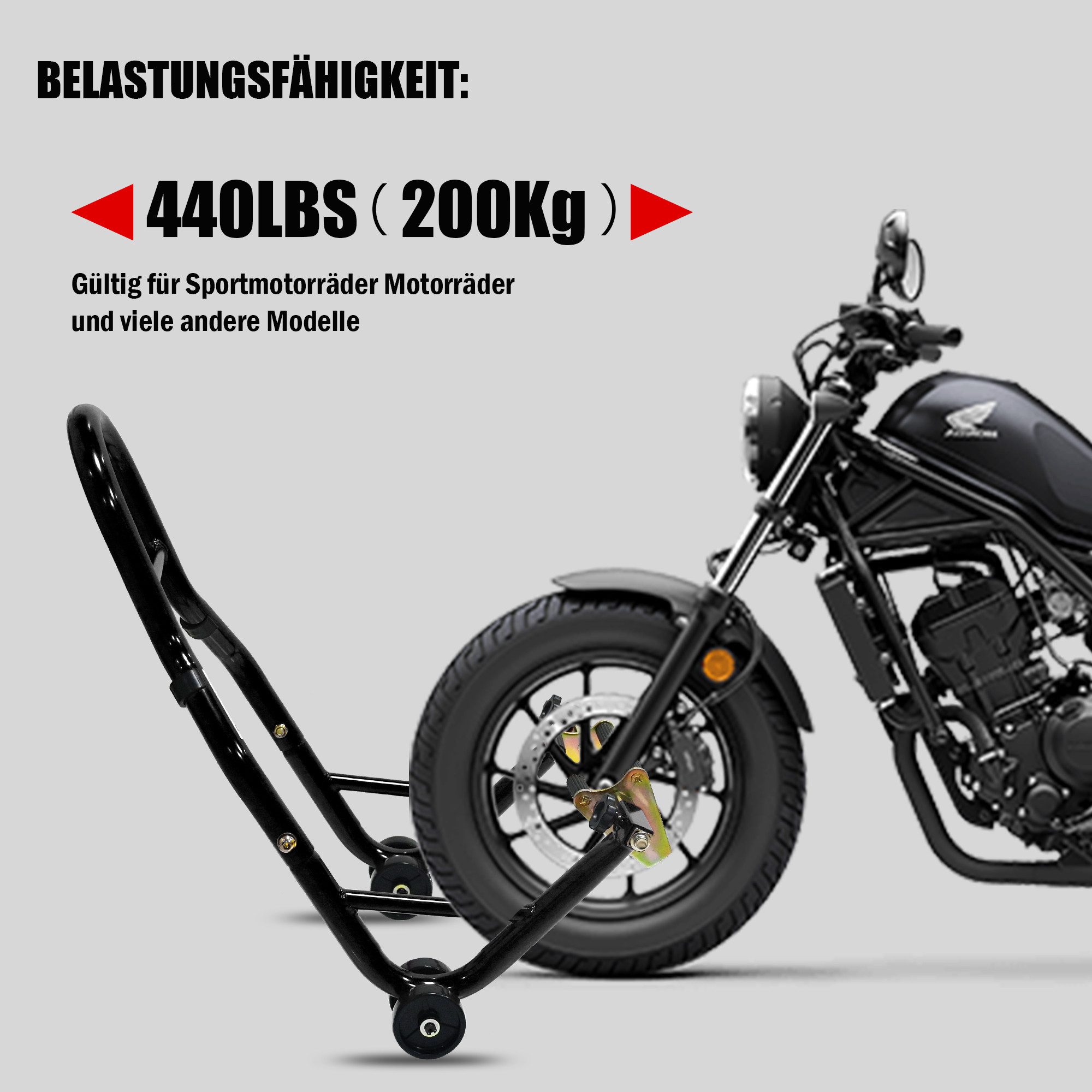 ibettertec Motorrad-Hauptständer Motorradständer, 440 lbs, vorderes-hinteres Kombinationsständer, (Set)