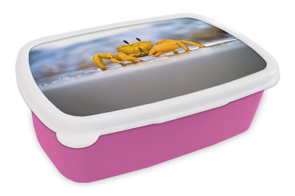 MuchoWow Lunchbox Krabbe - Strand - Meer, Kunststoff, (2-tlg), Brotbox für Erwachsene, Brotdose Kinder, Snackbox, Mädchen, Kunststoff rosa