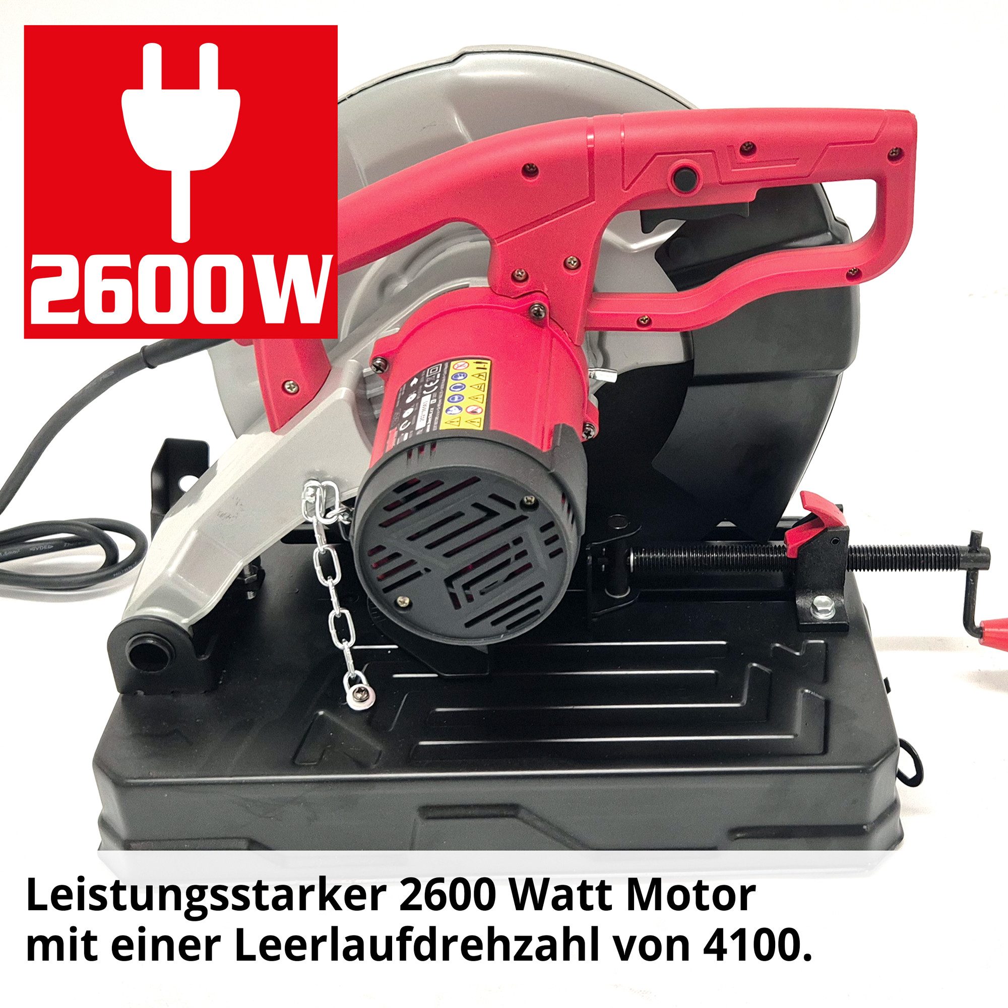 Hecht Kapp- und Gehrungssäge 835 Metall 2600 W Kaltkreissäge Trennsäge 355 mm, 1-St., Sanftanlauf, Spindelschnellverstellung