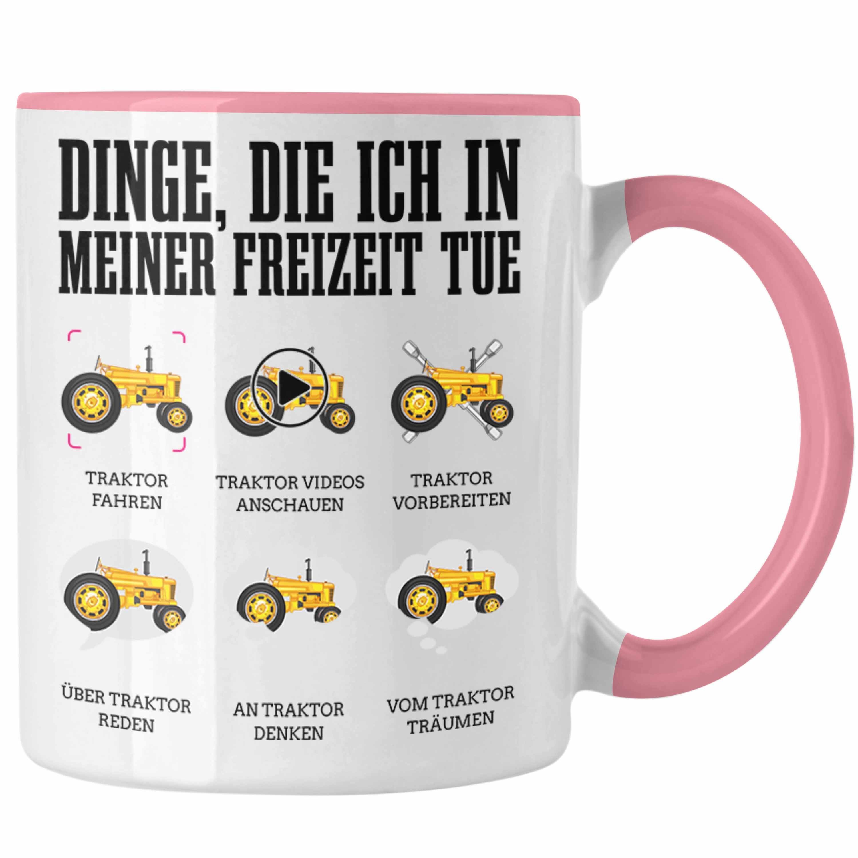 Trendation Tasse Landwirt Bauer Geschenk Geschenkidee Tasse Rosa Fans Traktor Traktor