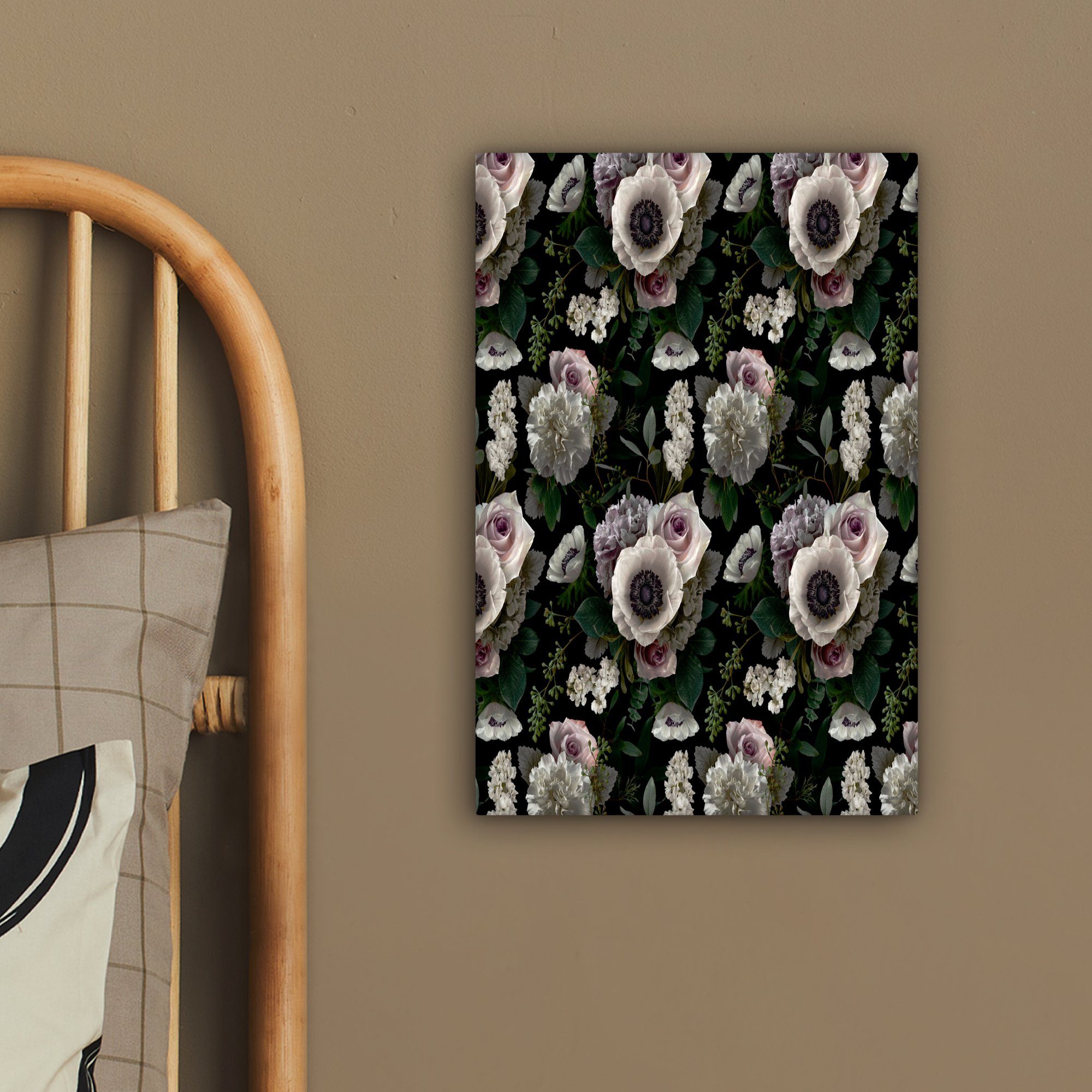 OneMillionCanvasses® Leinwandbild (1 20x30 - fertig inkl. cm bespannt Blumen Zackenaufhänger, Gemälde, Anemone - St), Leinwandbild Rosa