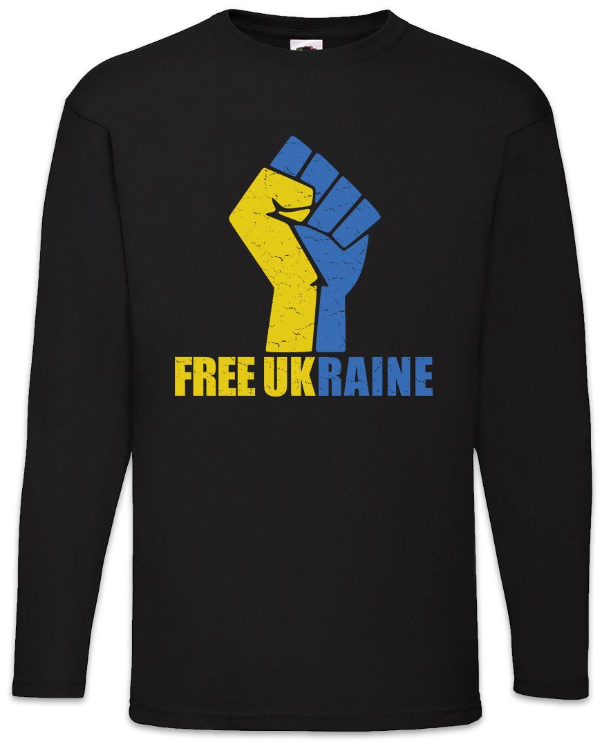Langarmshirt Free Ukraine Fist Langarm T-Shirt Against War Widerstand Fahne Faust