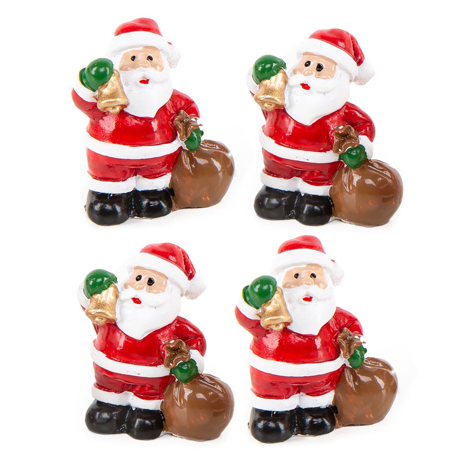 Logbuch-Verlag Weihnachtsfigur 4 Nikolaus Weihnachtsmann Figuren 3,5 cm Geschenk (Set, 4 St), kleine Figuren zum Verschenken oder Dekorieren