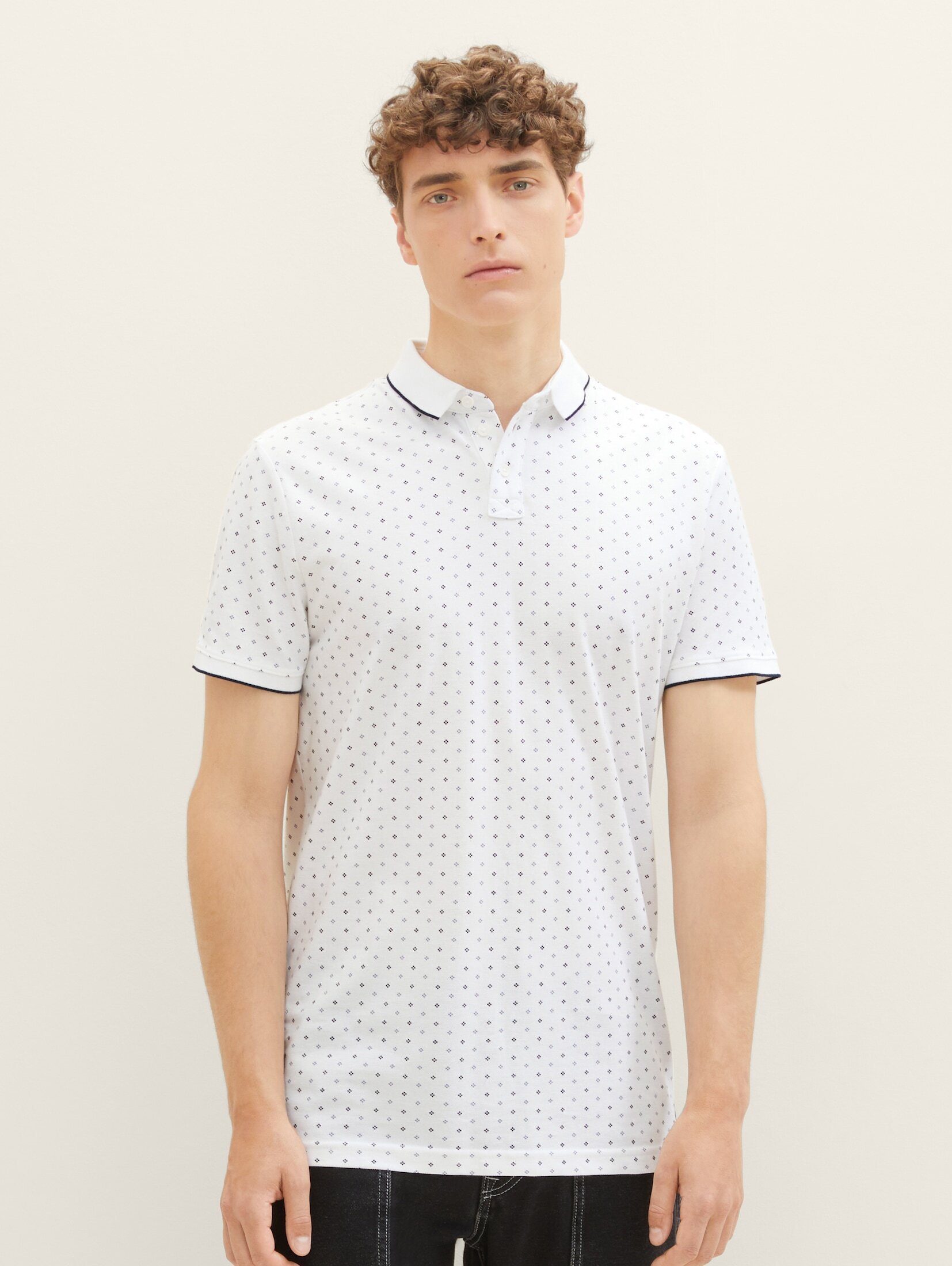 TOM TAILOR Denim Poloshirt Poloshirt mit Allover-Print white regular dot print