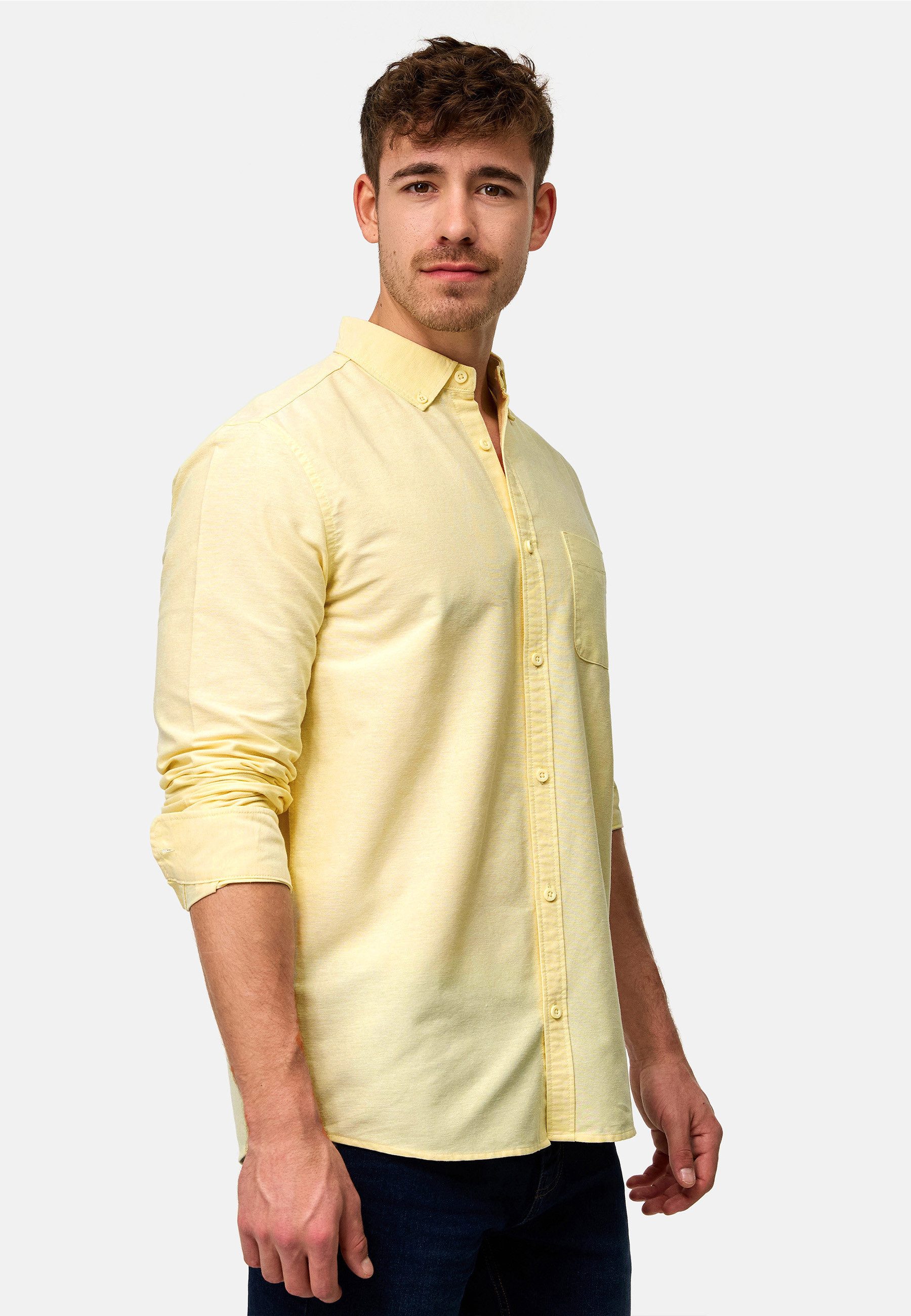 Indicode Langarmhemd Herren Kepner Herrenhemd Langarm mit Button-Down-Kragen und Brusttasche